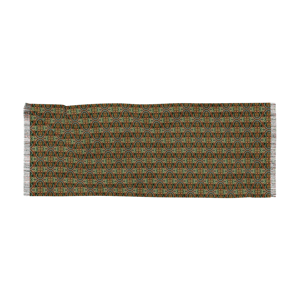 Lightweight Boho Mosaic Scarf — Earthy Geometric Pattern #u87546899