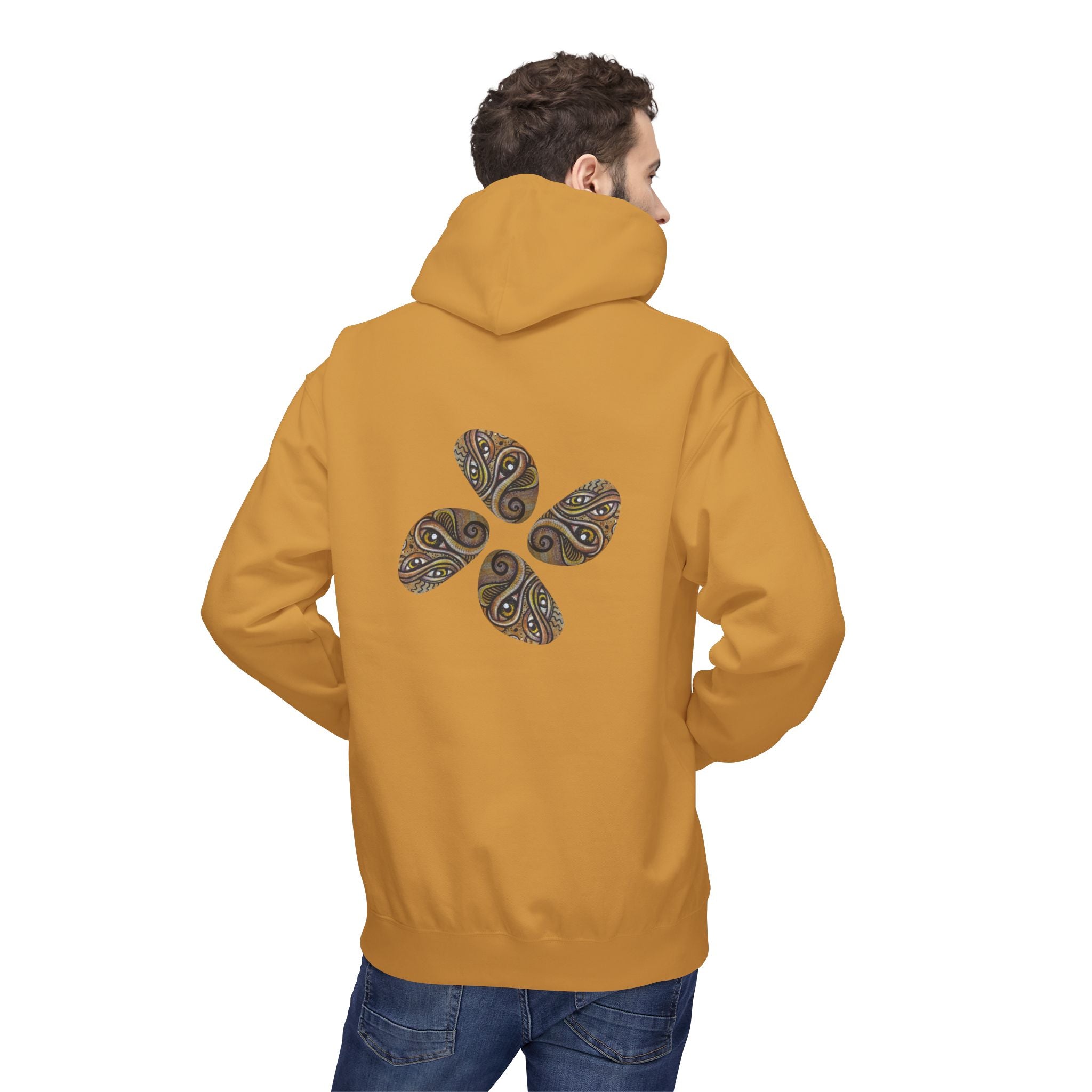 Leaf Pattern Hoodie — Boho Tribal Feather Design Pullover #f8635678