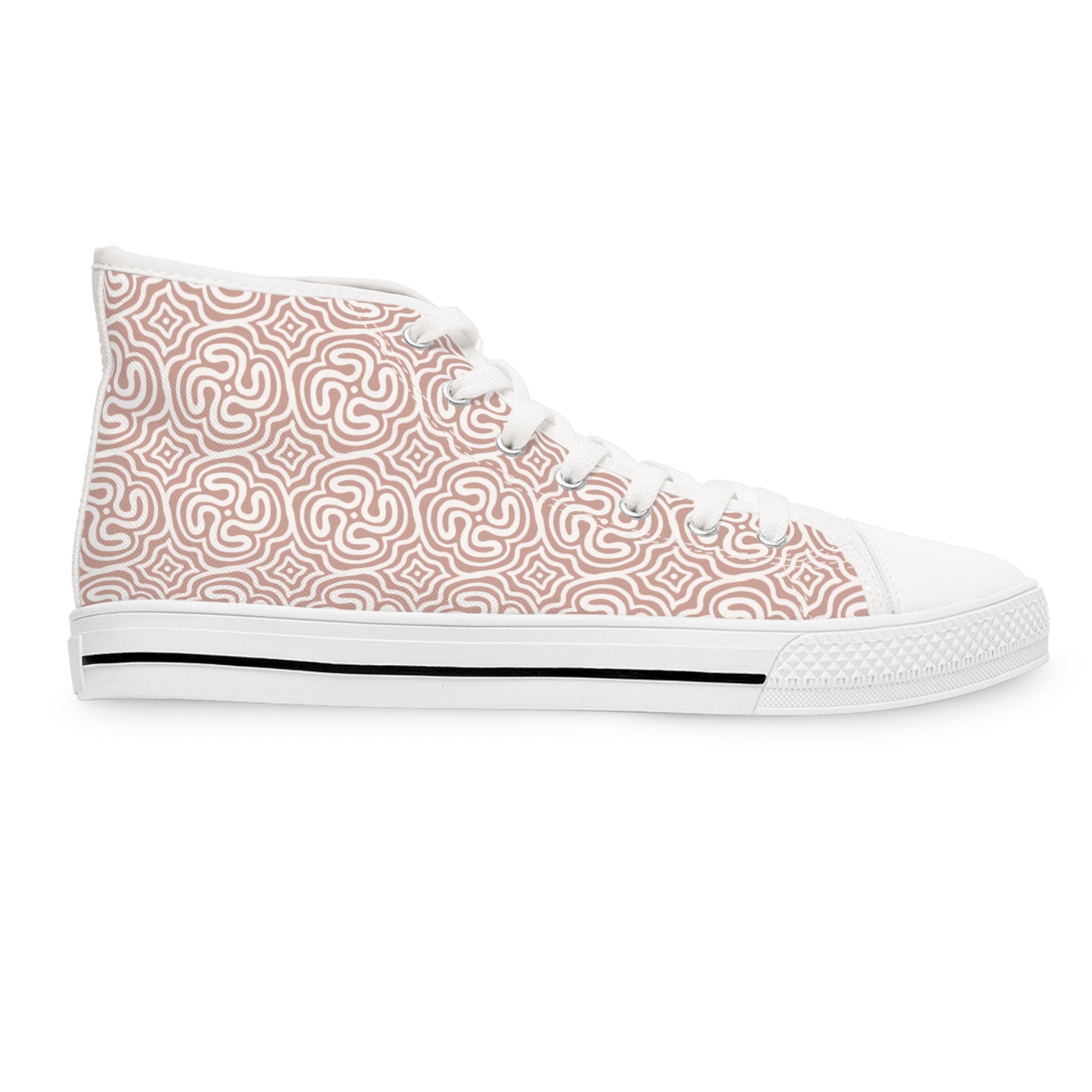 Women's High Top Sneakers - Rose Maze Pattern Casual Canvas Shoes #h875688