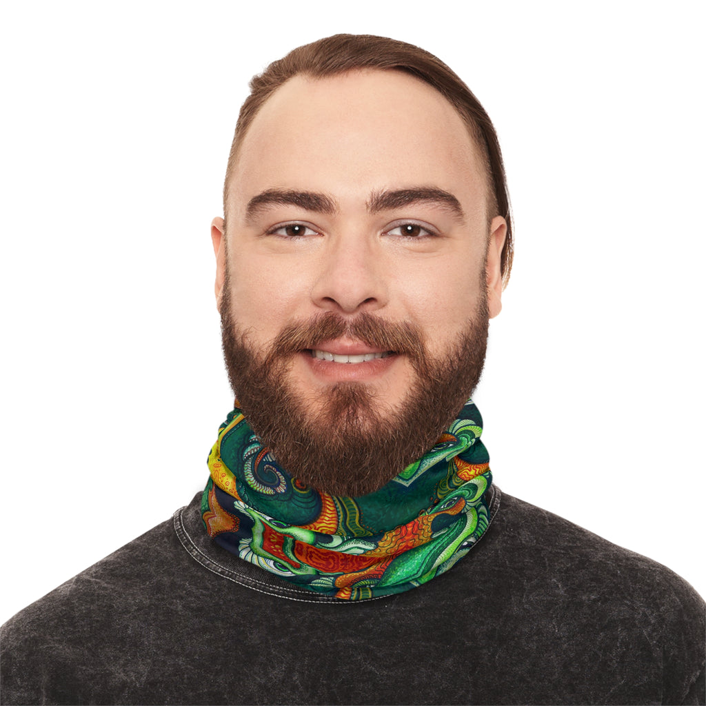 Psychedelic Green Masked Pattern Lightweight Neck Gaiter #ph97424