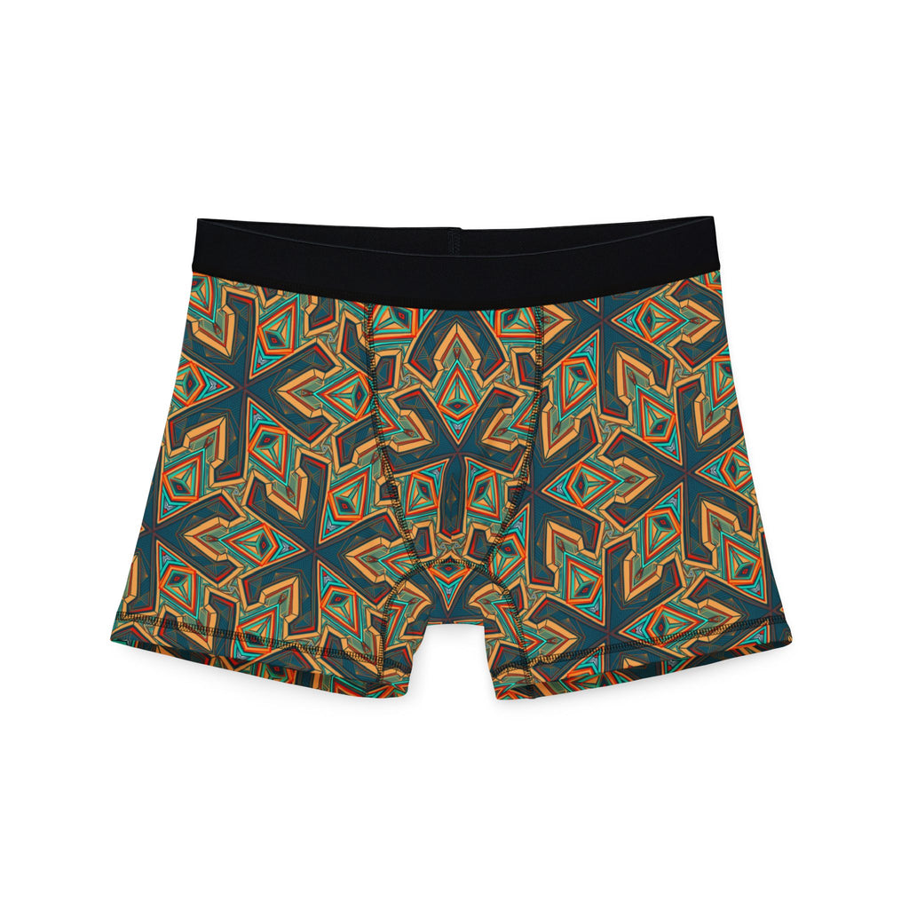 Geometric Olive Pattern Men's Boxer Briefs — All-Over Print Comfort
