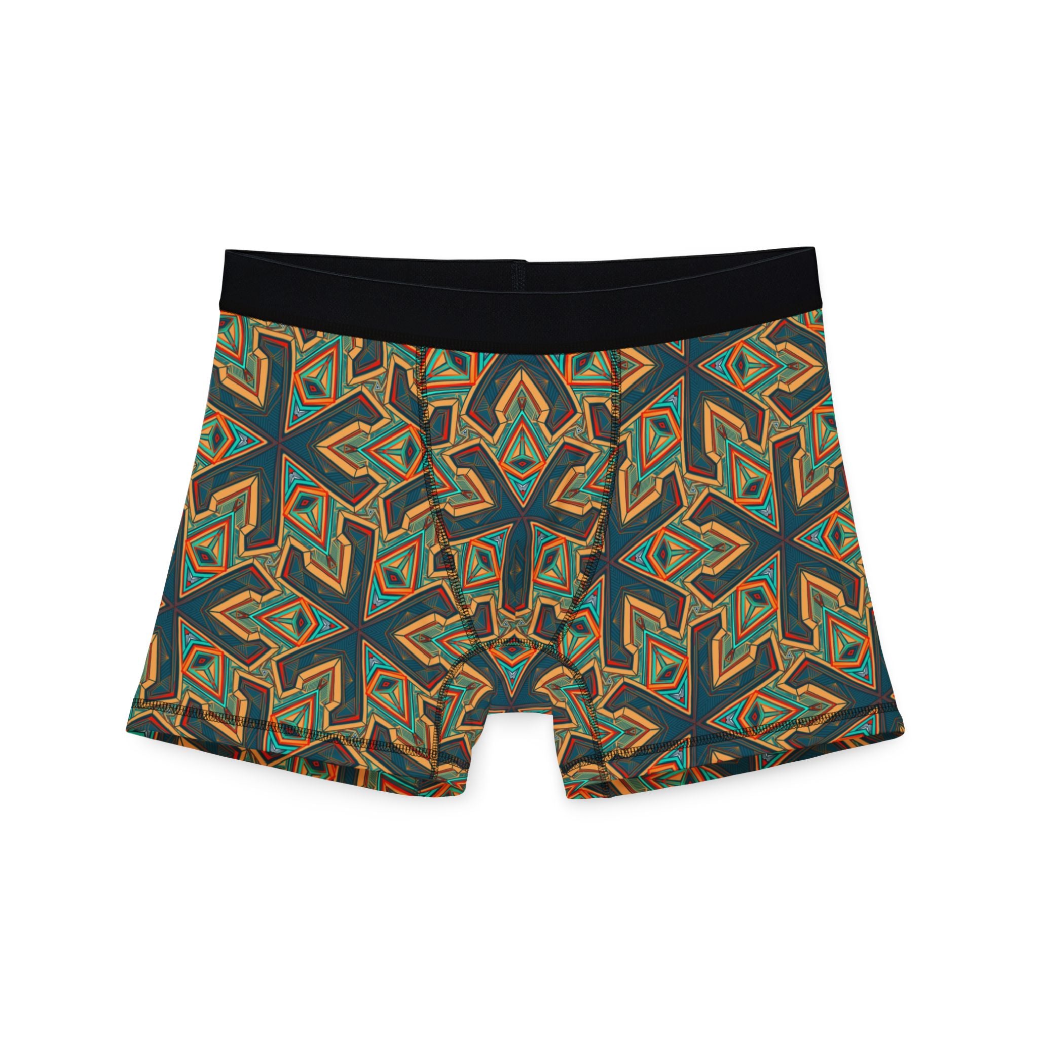 Geometric Olive Pattern Men's Boxer Briefs — All-Over Print Comfort