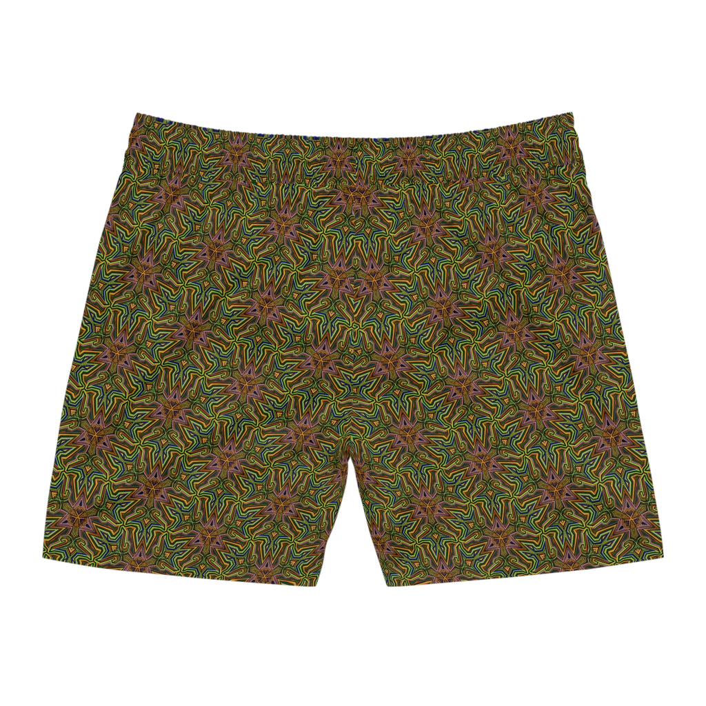 Kaleidoscope Coral Swim Shorts — Men's Mid-Length Patterned Swim Trunks #ss2