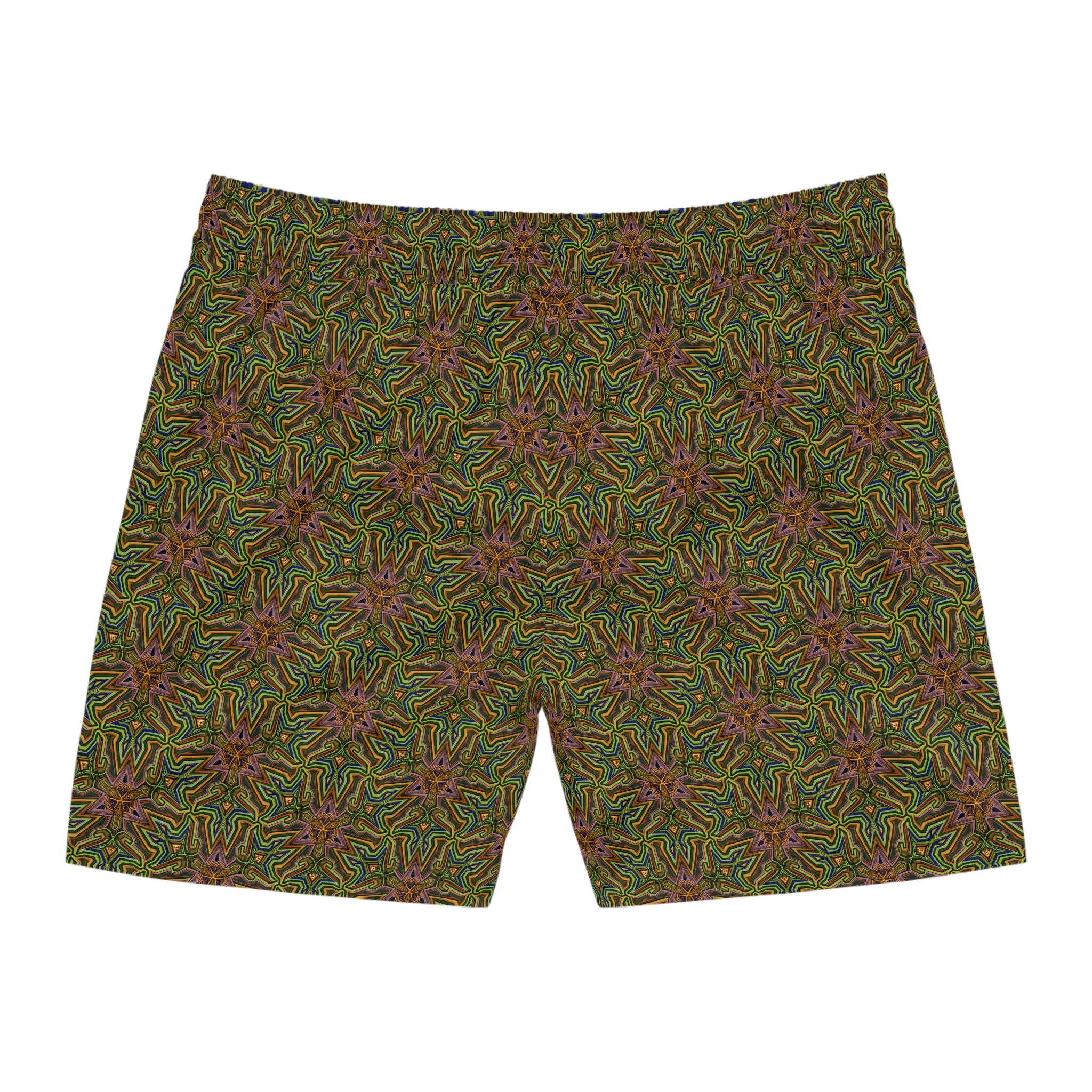 Kaleidoscope Coral Swim Shorts — Men's Mid-Length Patterned Swim Trunks #ss2
