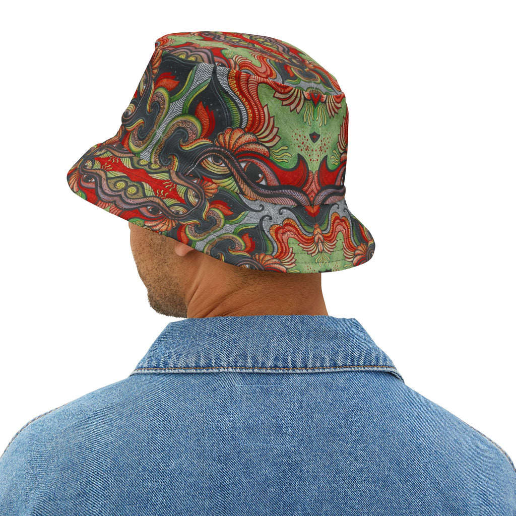 Psychedelic Floral Bucket Hat – Retro Boho Patterned Sun Hat #d2476543