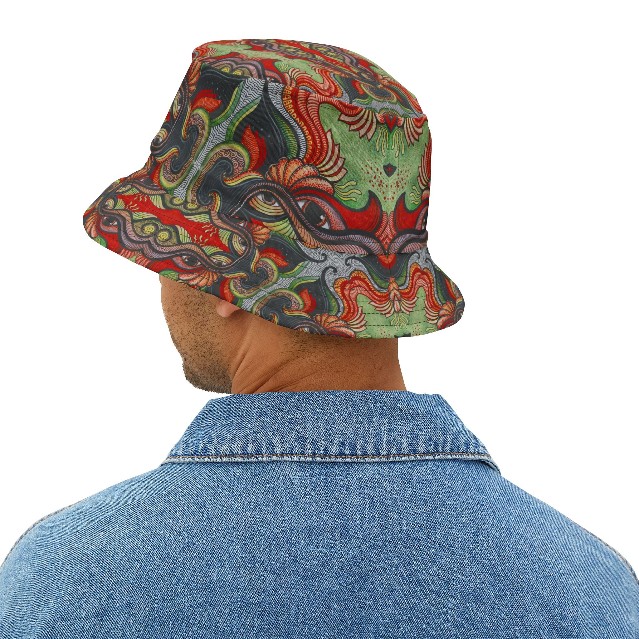 Psychedelic Floral Bucket Hat – Retro Boho Patterned Sun Hat #d2476543