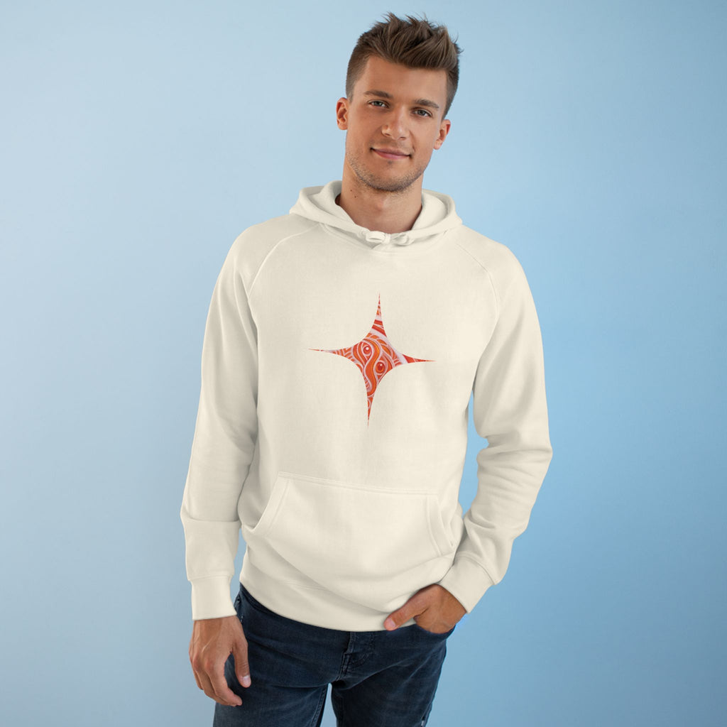 Keyhole & Diamond Pattern Hoodie — Abstract Red Paisley Graphic #yh099879
