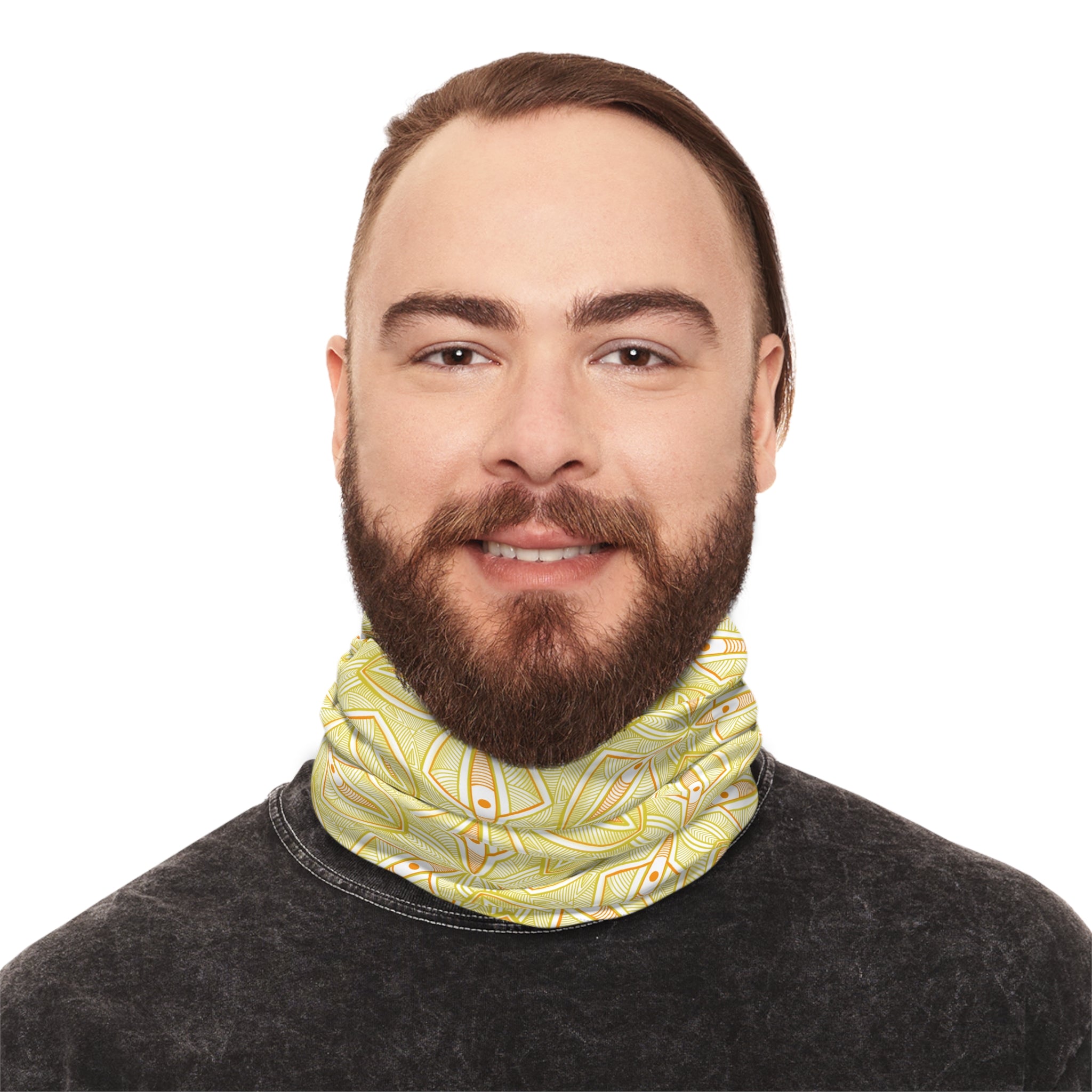 Floral Sunburst Lightweight Neck Gaiter — Yellow Geometric Bandana Scarf #jh67