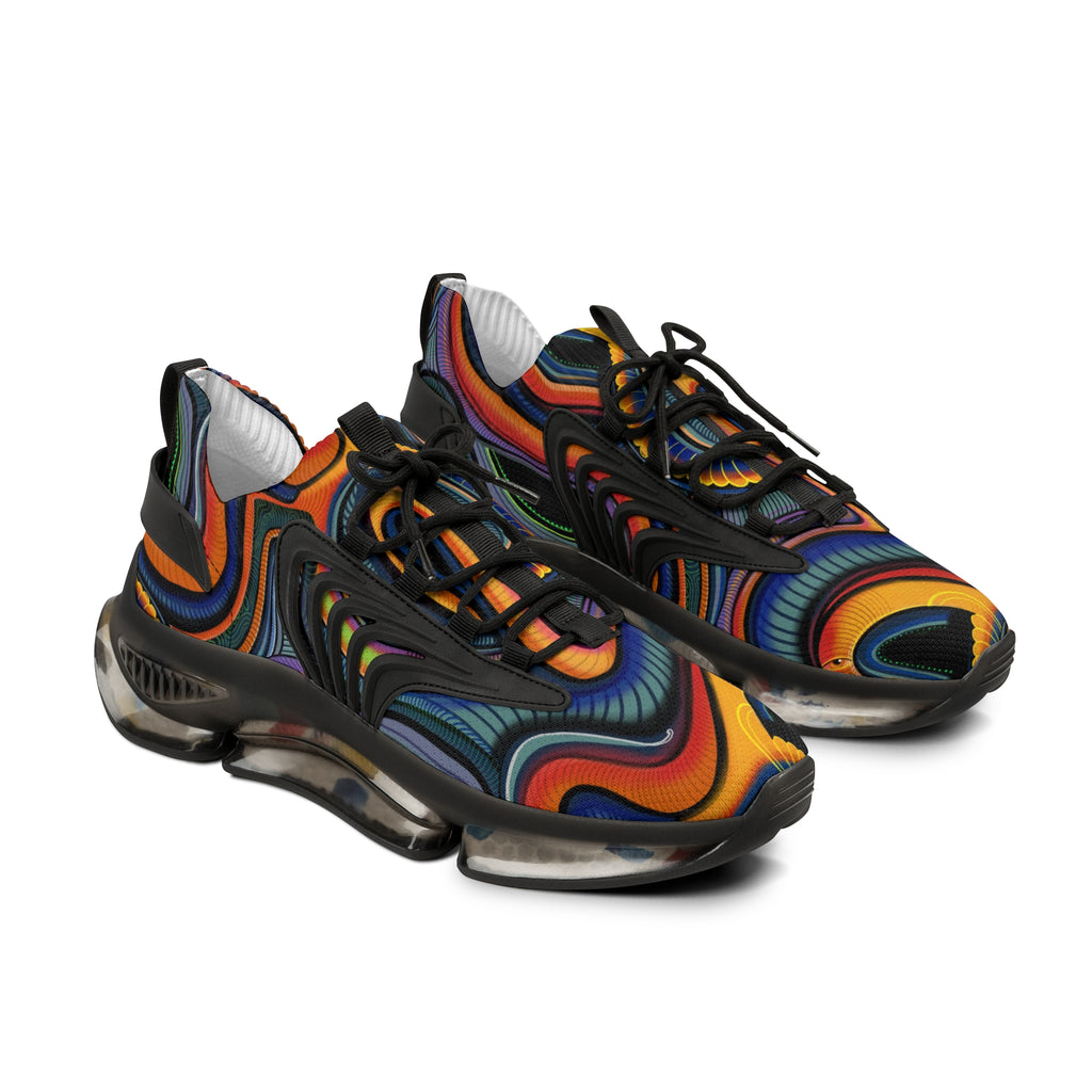 Men's Mesh Sneakers — Retro Psychedelic Swirl Athletic Shoes #lh963278