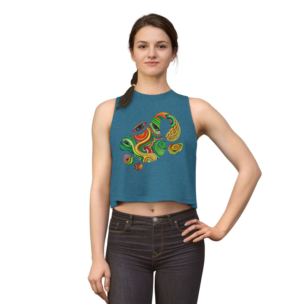 Psychedelic Paisley Crop Top – Colorful Retro Swirl Tank #w2462
