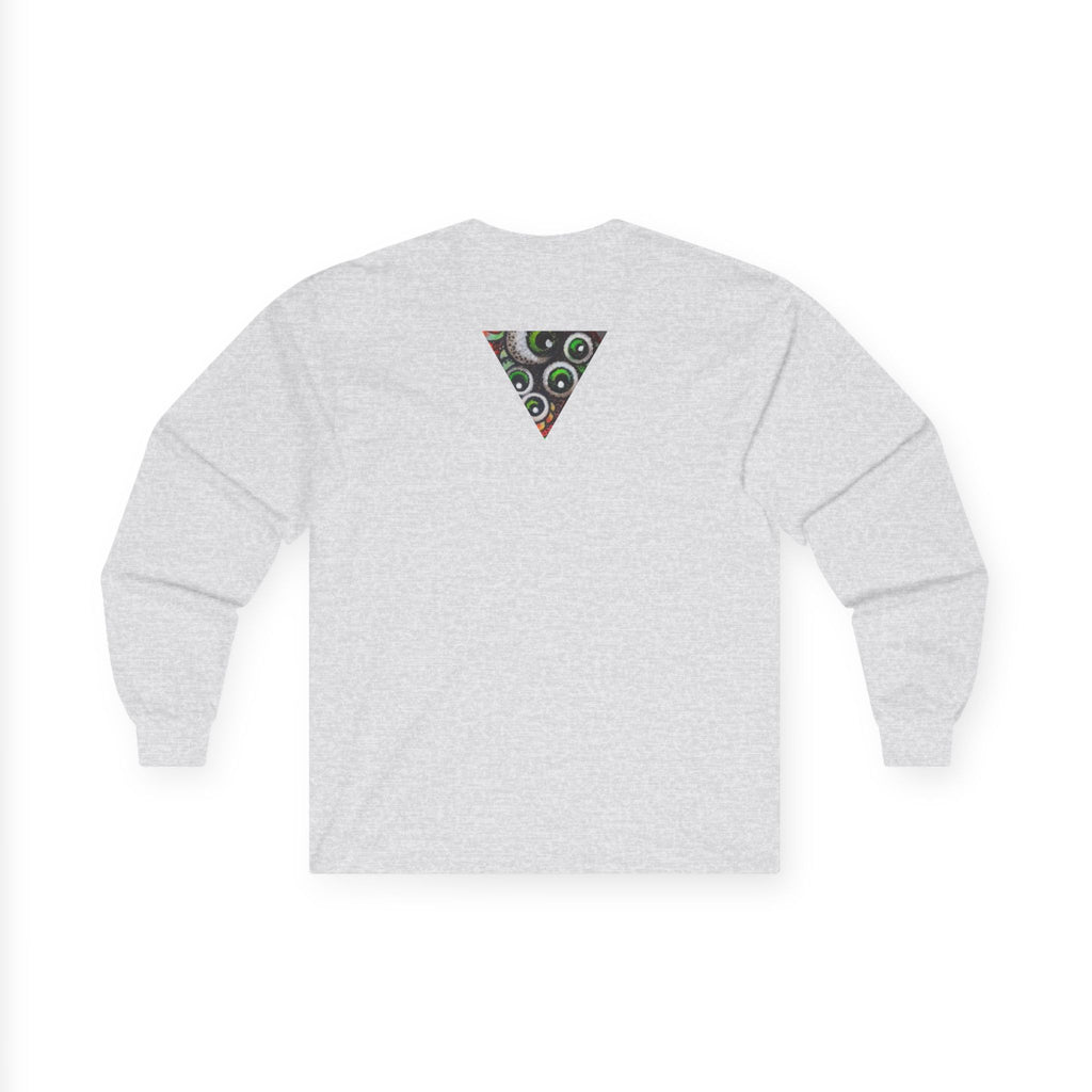 Triangle Camo Graphic Long Sleeve Tee — Minimal Military-Inspired Chest Print #k646&