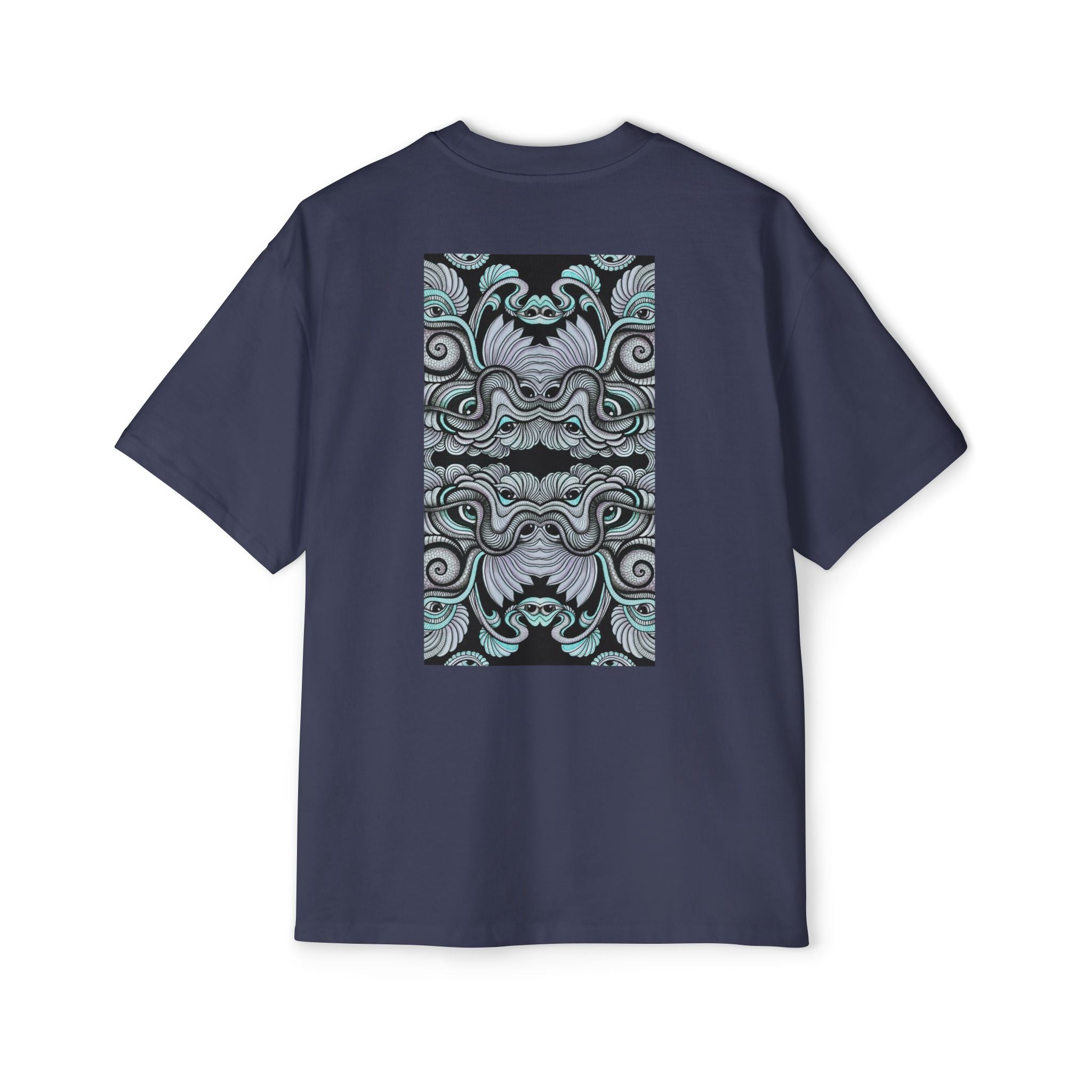 Men's Oversized Tee — Geometric Wave Pattern Diamond & Back Panel Graphic #gwp21