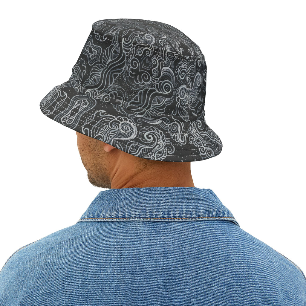 Gray Tribal Swirl Bucket Hat — All-Over Print #bh9