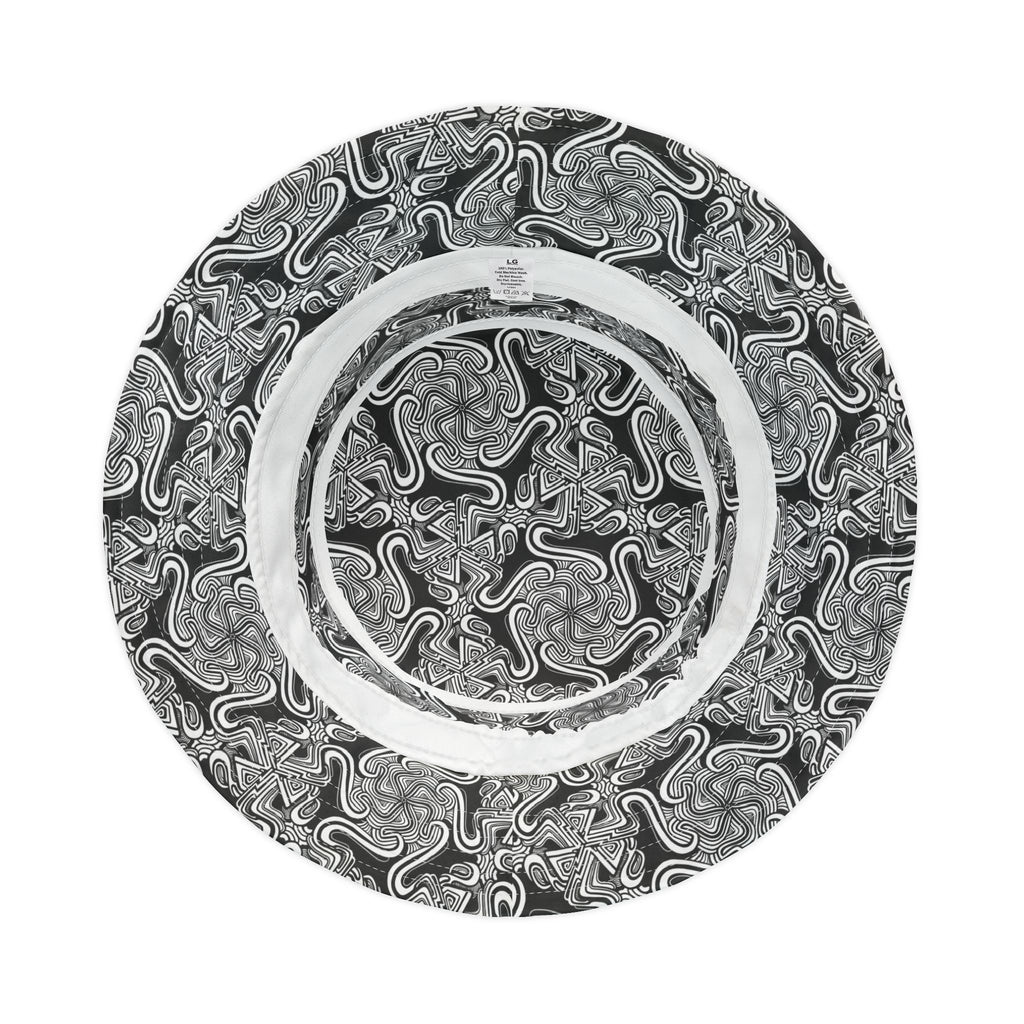 Gray Abstract Swirl Bucket Hat — All-Over Print Graphic Sun Hat #h986368