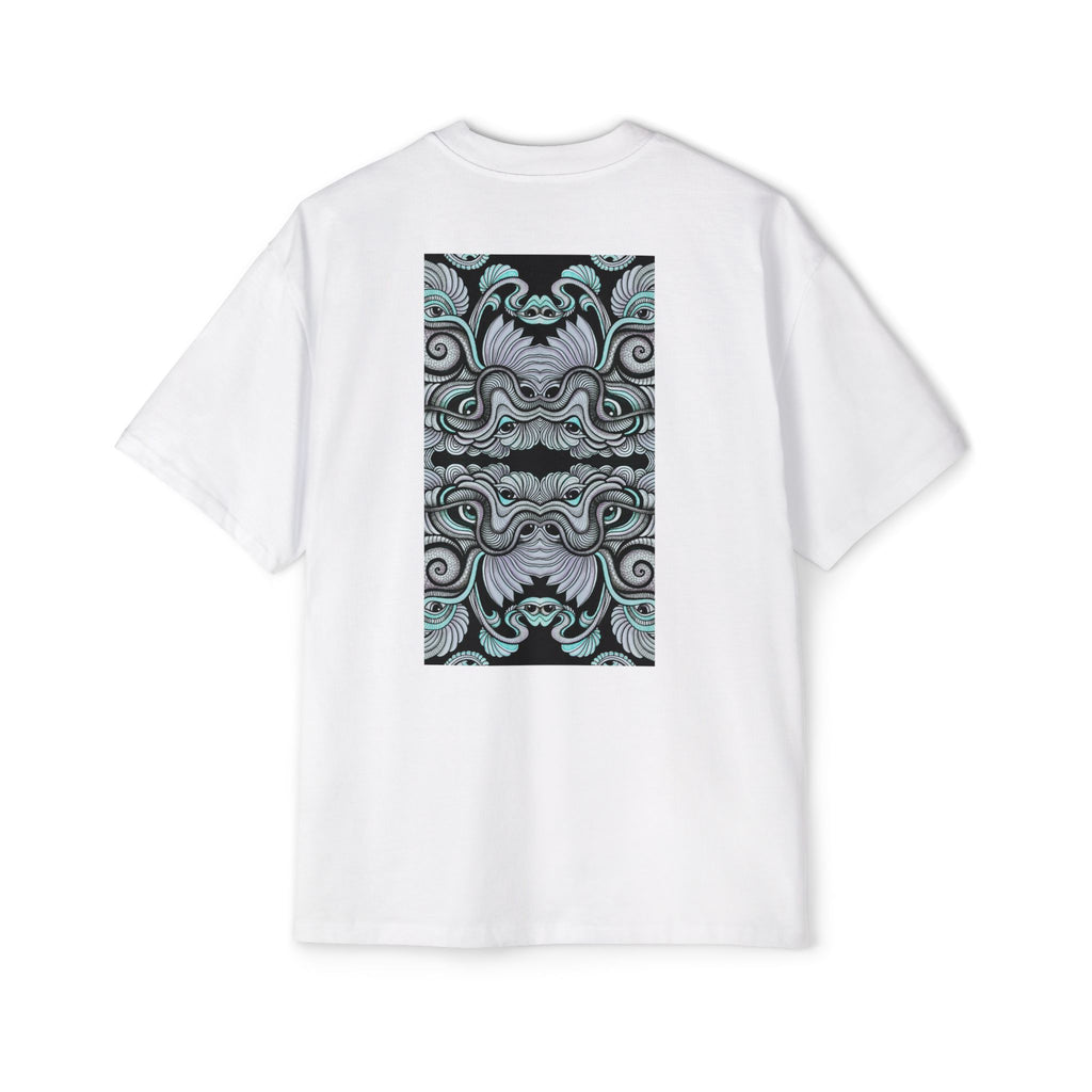 Men's Oversized Tee — Geometric Wave Pattern Diamond & Back Panel Graphic #gwp21