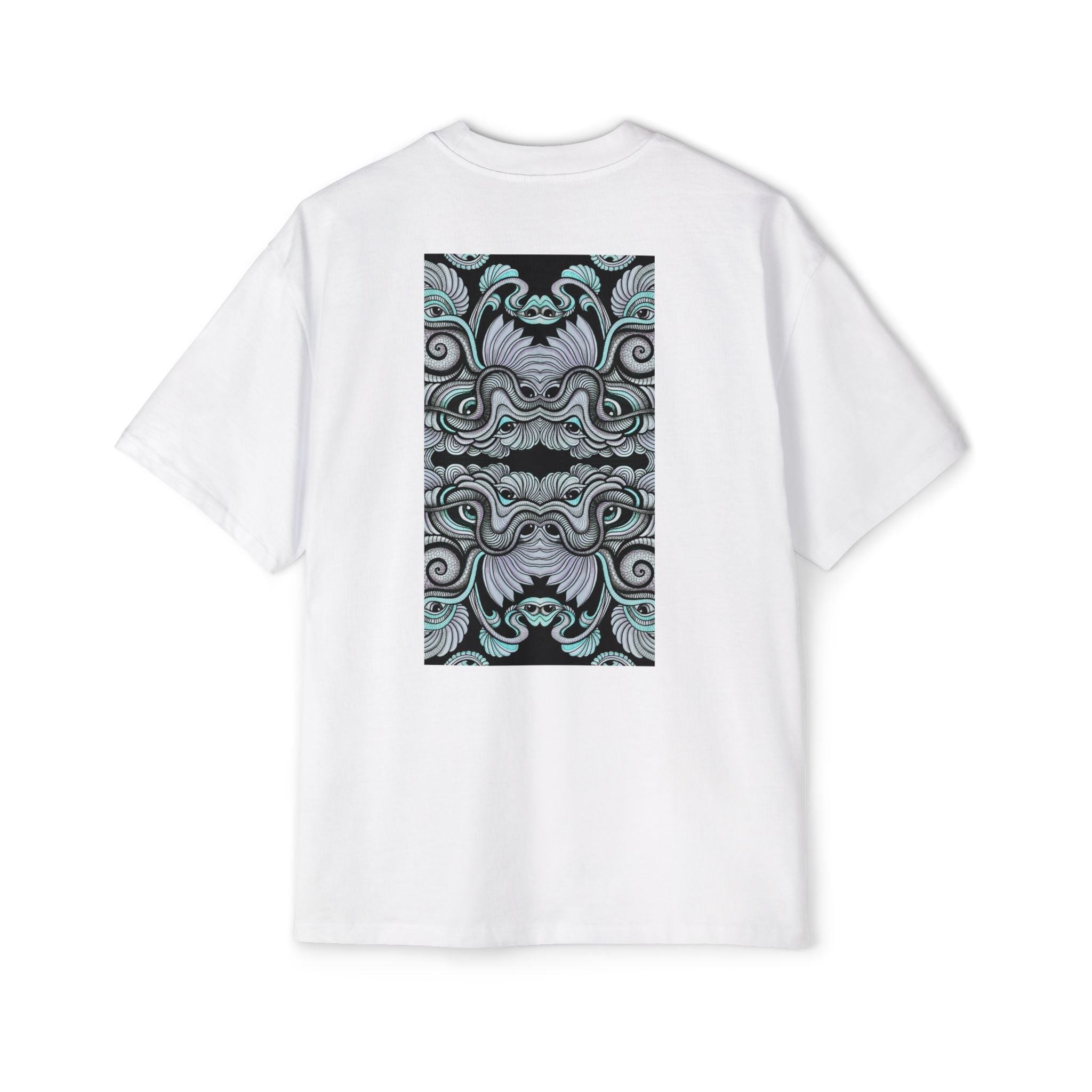 Men's Oversized Tee — Geometric Wave Pattern Diamond & Back Panel Graphic #gwp21