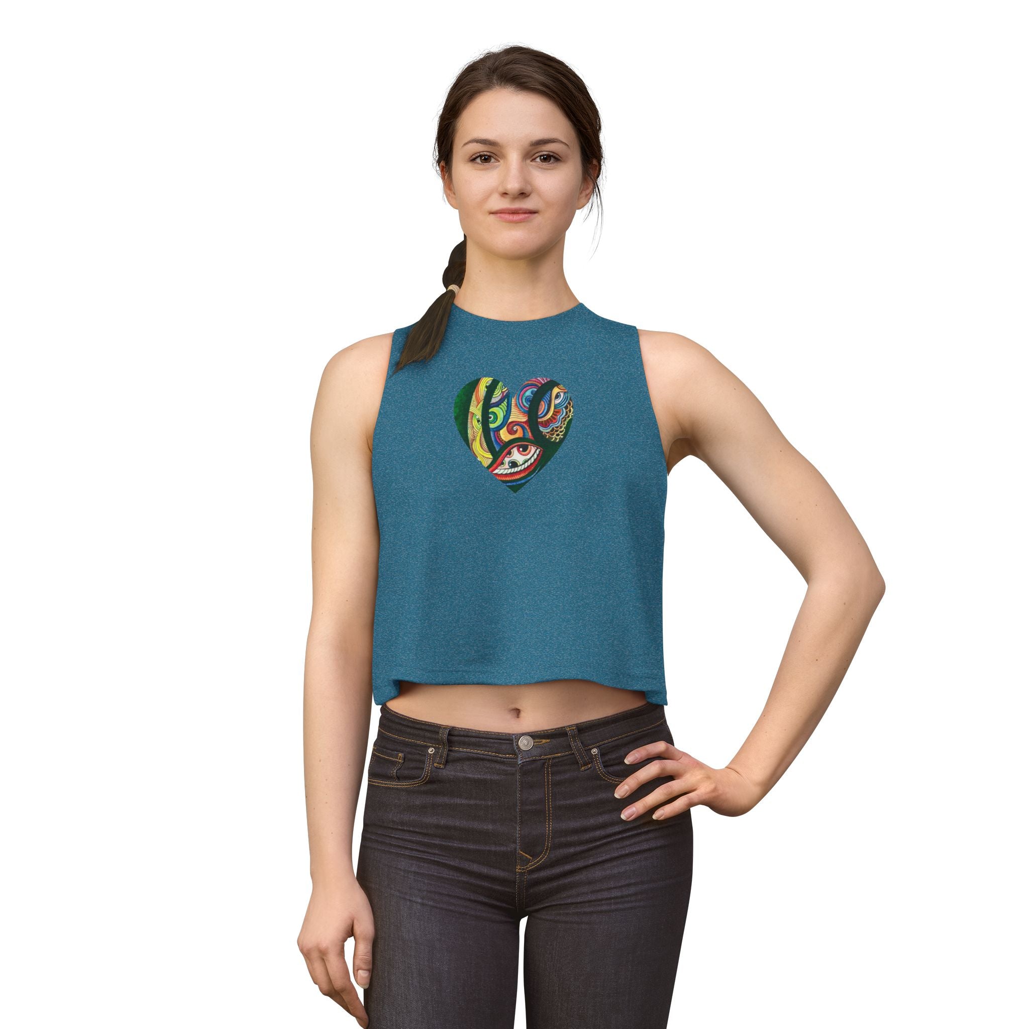 Psychedelic Heart Crop Top — Colorful Abstract Love Graphic #k75257