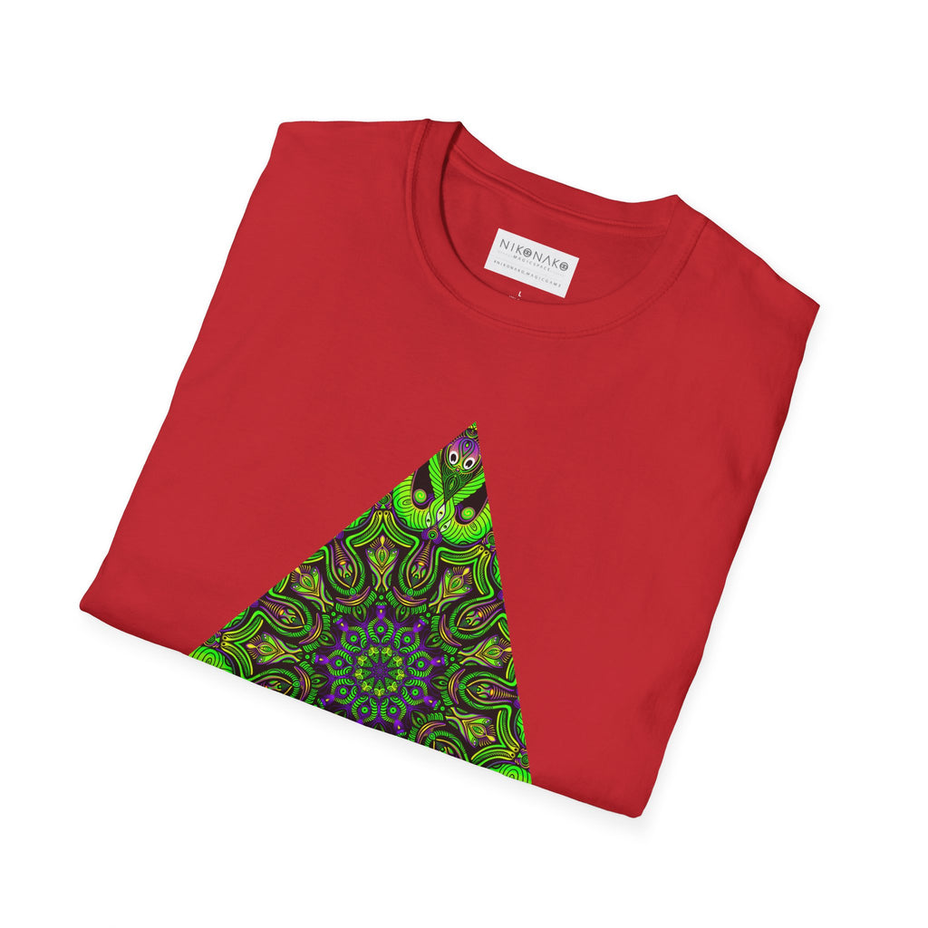Green Mandala Triangle T-Shirt – Psychedelic Geometric Art Tee # kh9732
