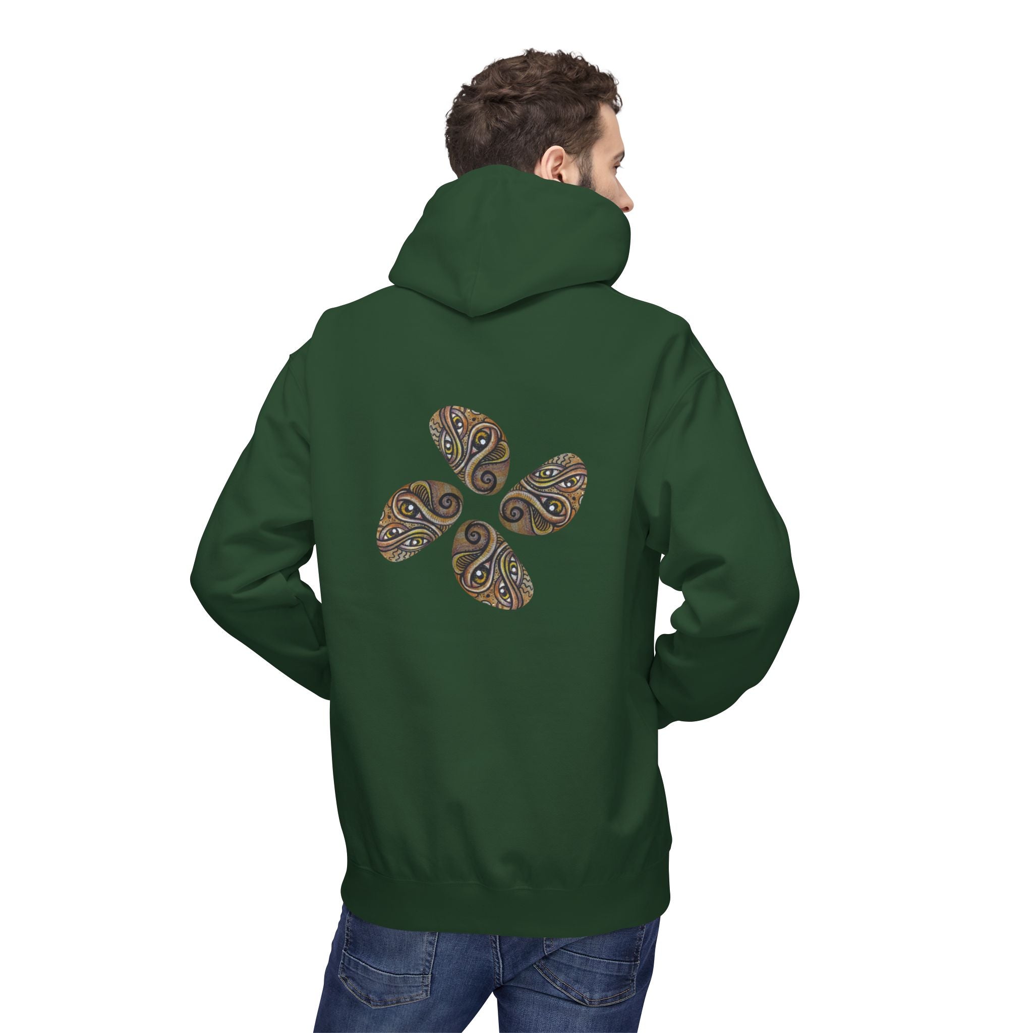 Leaf Pattern Hoodie — Boho Tribal Feather Design Pullover #f8635678