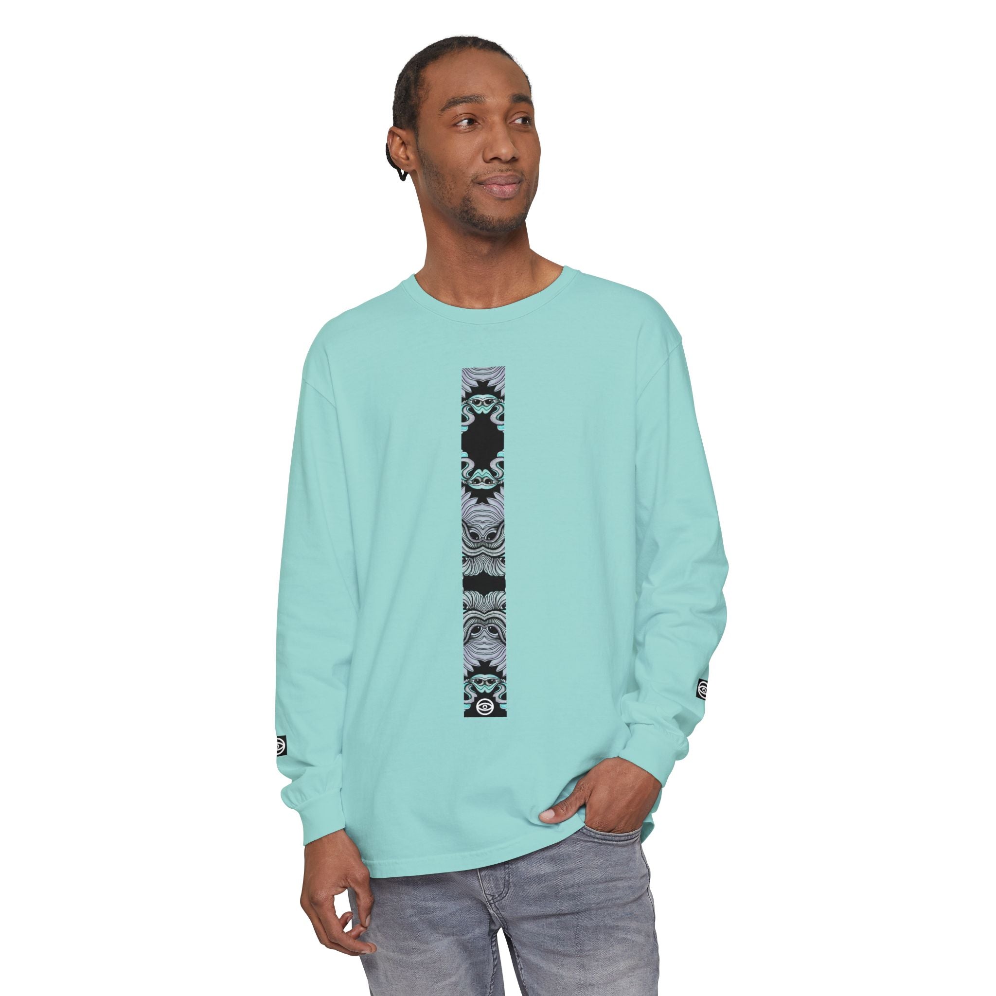Men's/Women's Long Sleeve T-Shirt — Vertical Geometric Stripe Graphic #kjgd64258