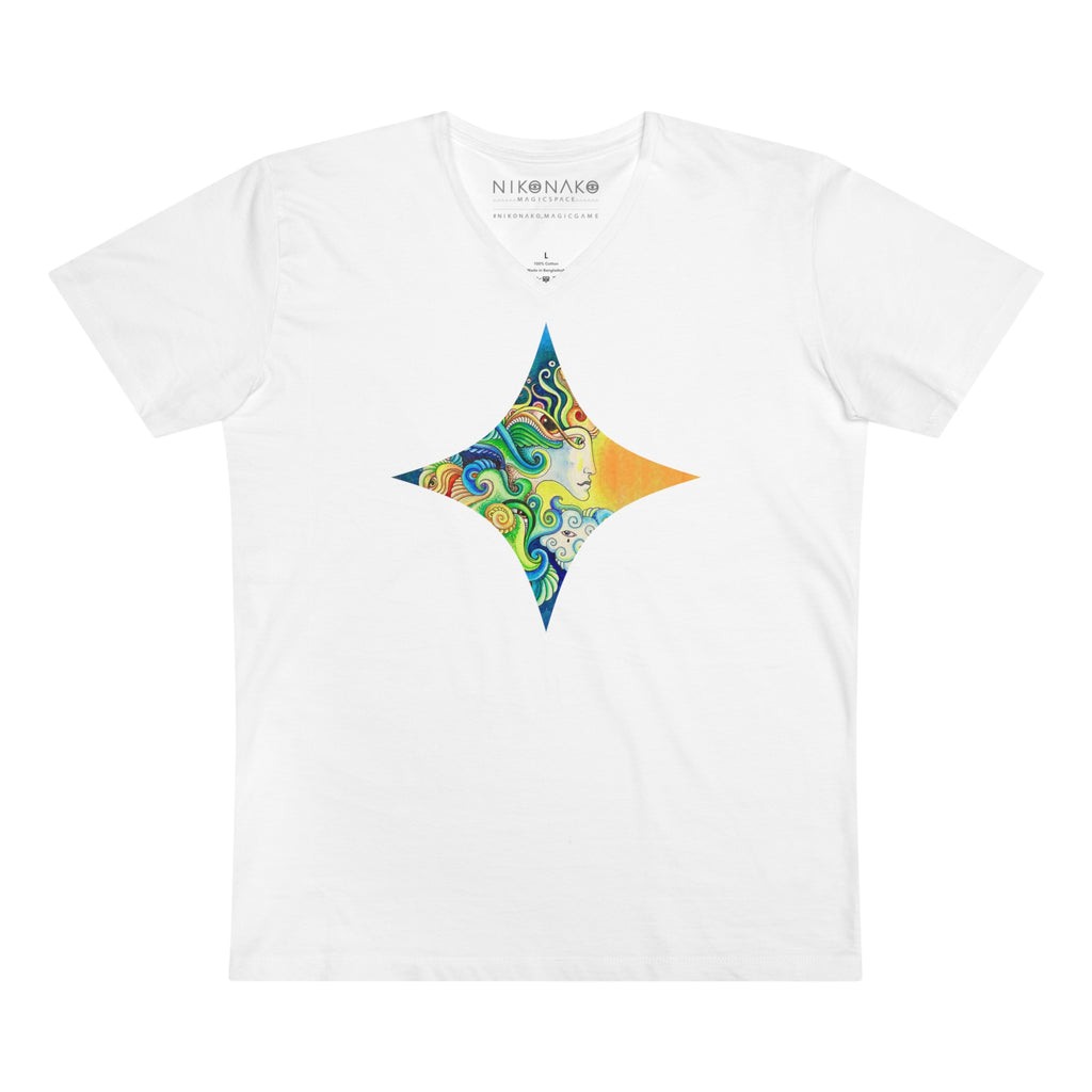 Sun & Moon Psychedelic V-Neck Tee #hf87222