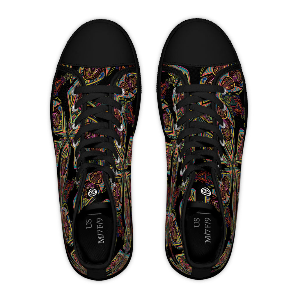 Women's High Top Sneakers — Bohemian Kaleidoscope Floral Pattern #hdd363598