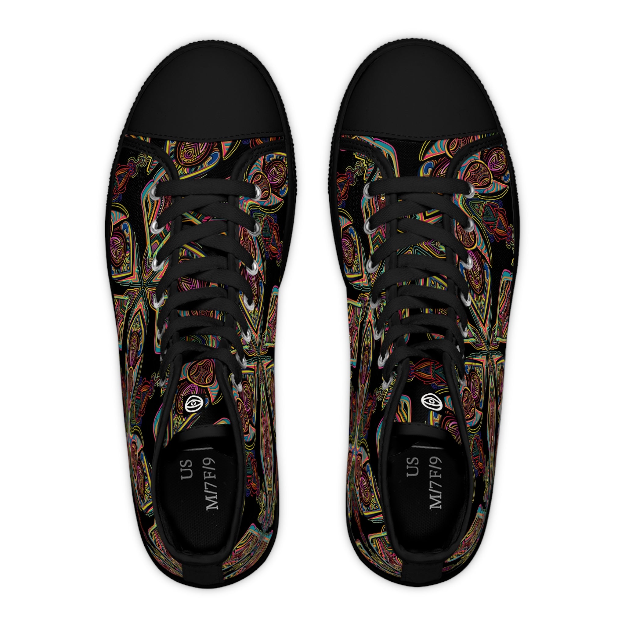 Women's High Top Sneakers — Bohemian Kaleidoscope Floral Pattern #hdd363598