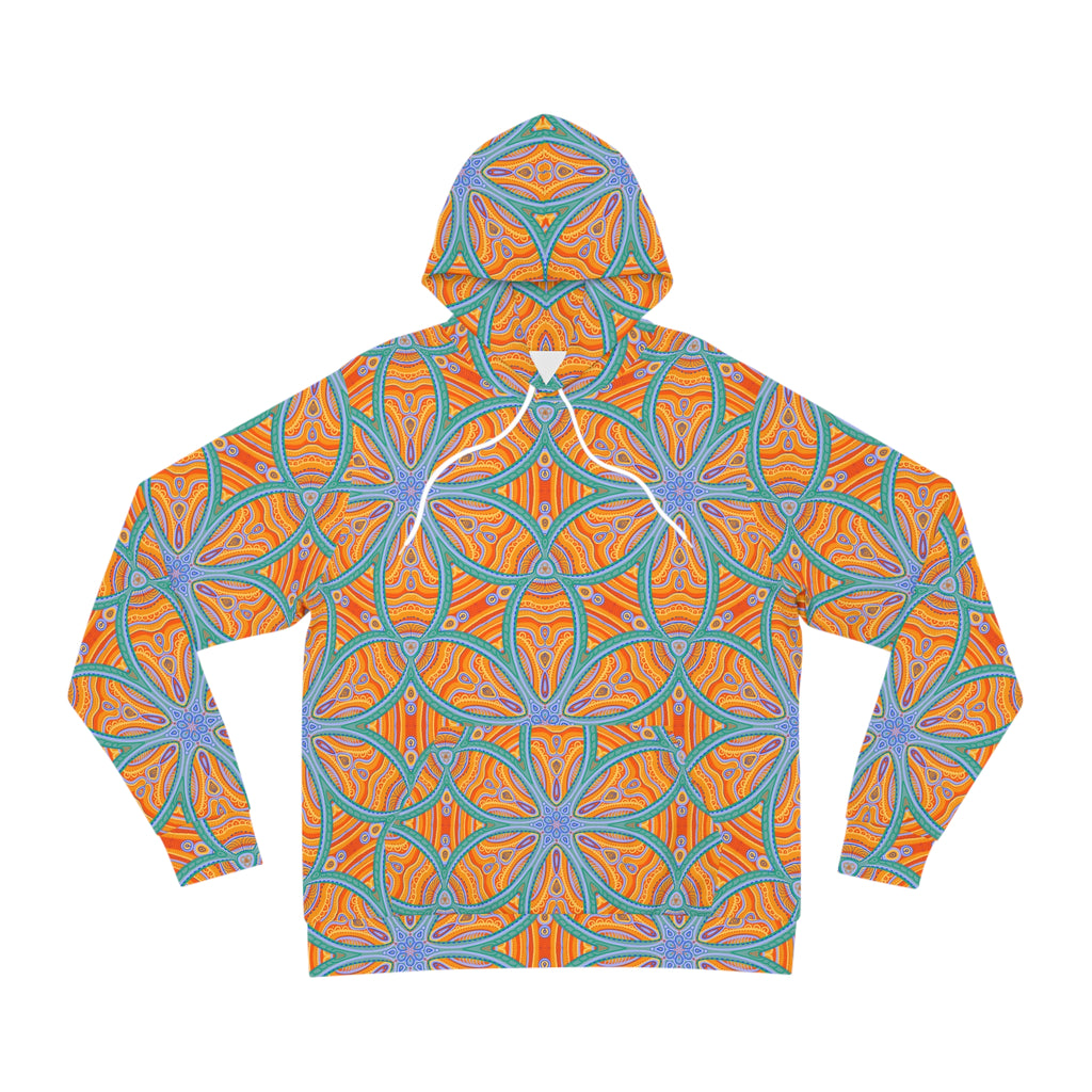 Abstract Psychedelic Pattern Hoodie — Orange Blue Geometric AOP #f9346789