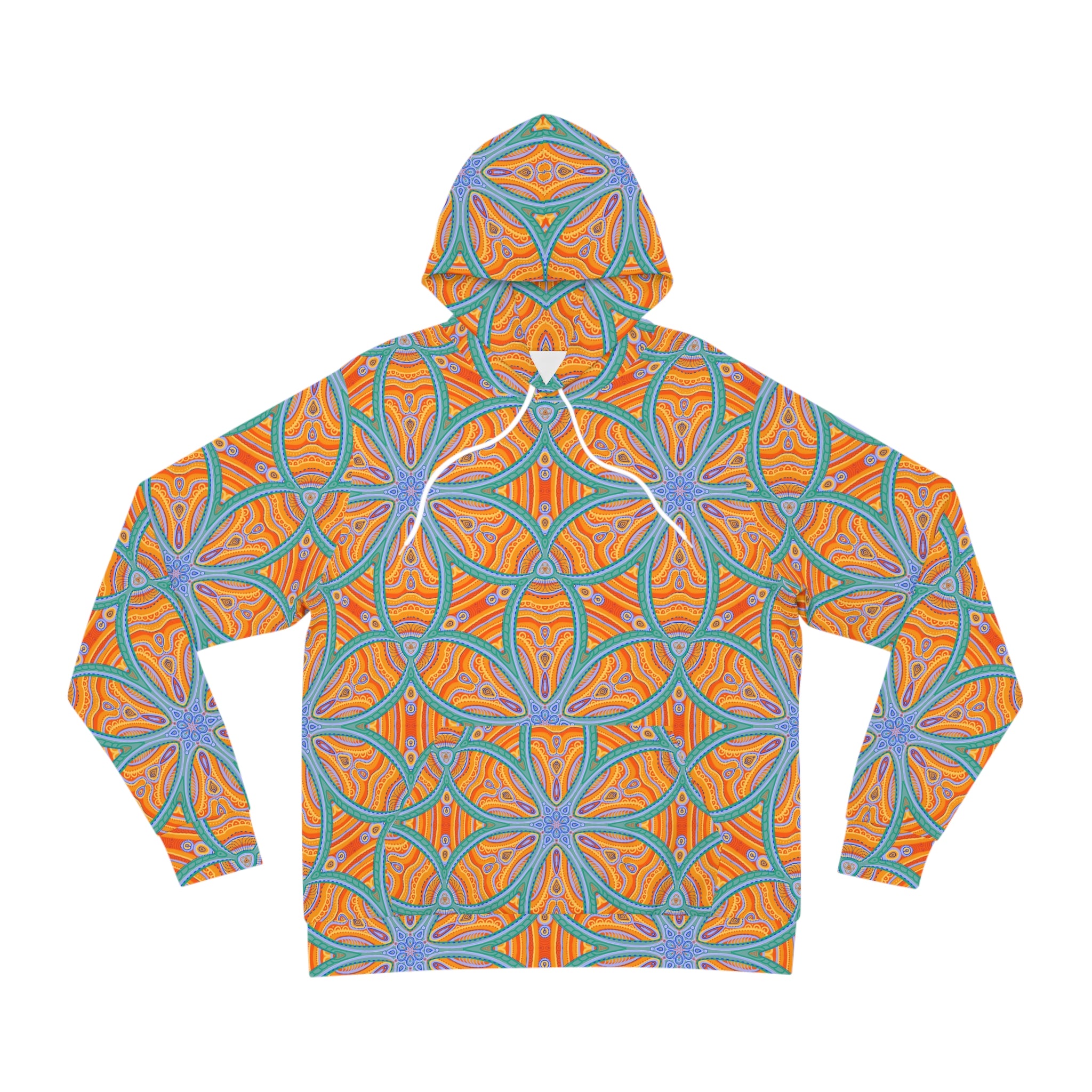 Abstract Psychedelic Pattern Hoodie — Orange Blue Geometric AOP #f9346789
