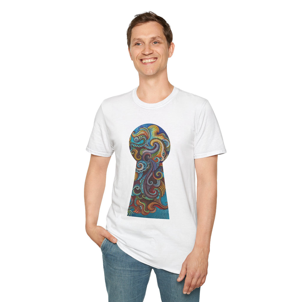 Psychedelic Keyhole T-Shirt — Colorful Swirl Art Tee #tsc8765