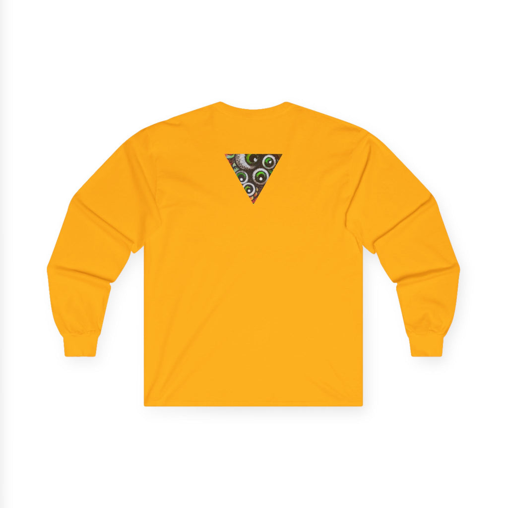 Triangle Camo Graphic Long Sleeve Tee — Minimal Military-Inspired Chest Print #k646&