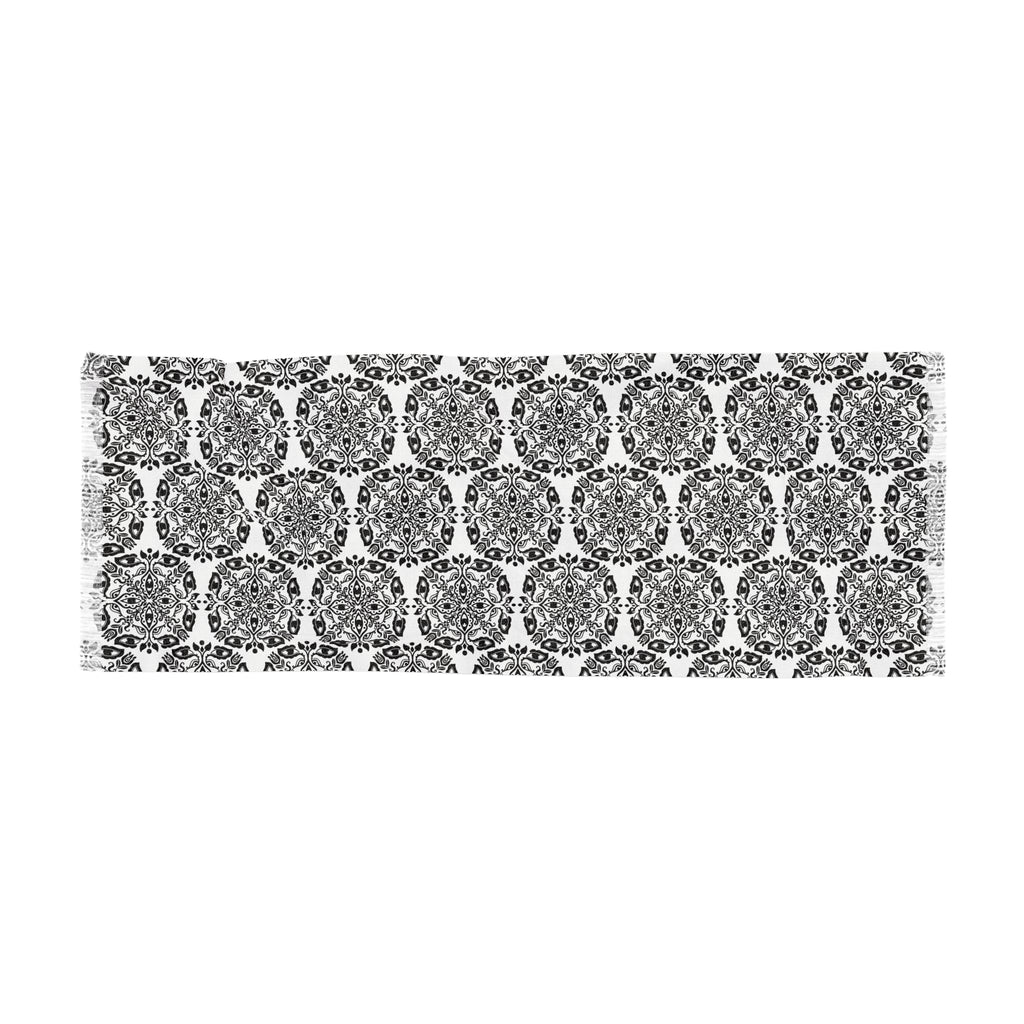 Light Scarf – Black & White Mandala Patterned Lightweight Scarf #h095325
