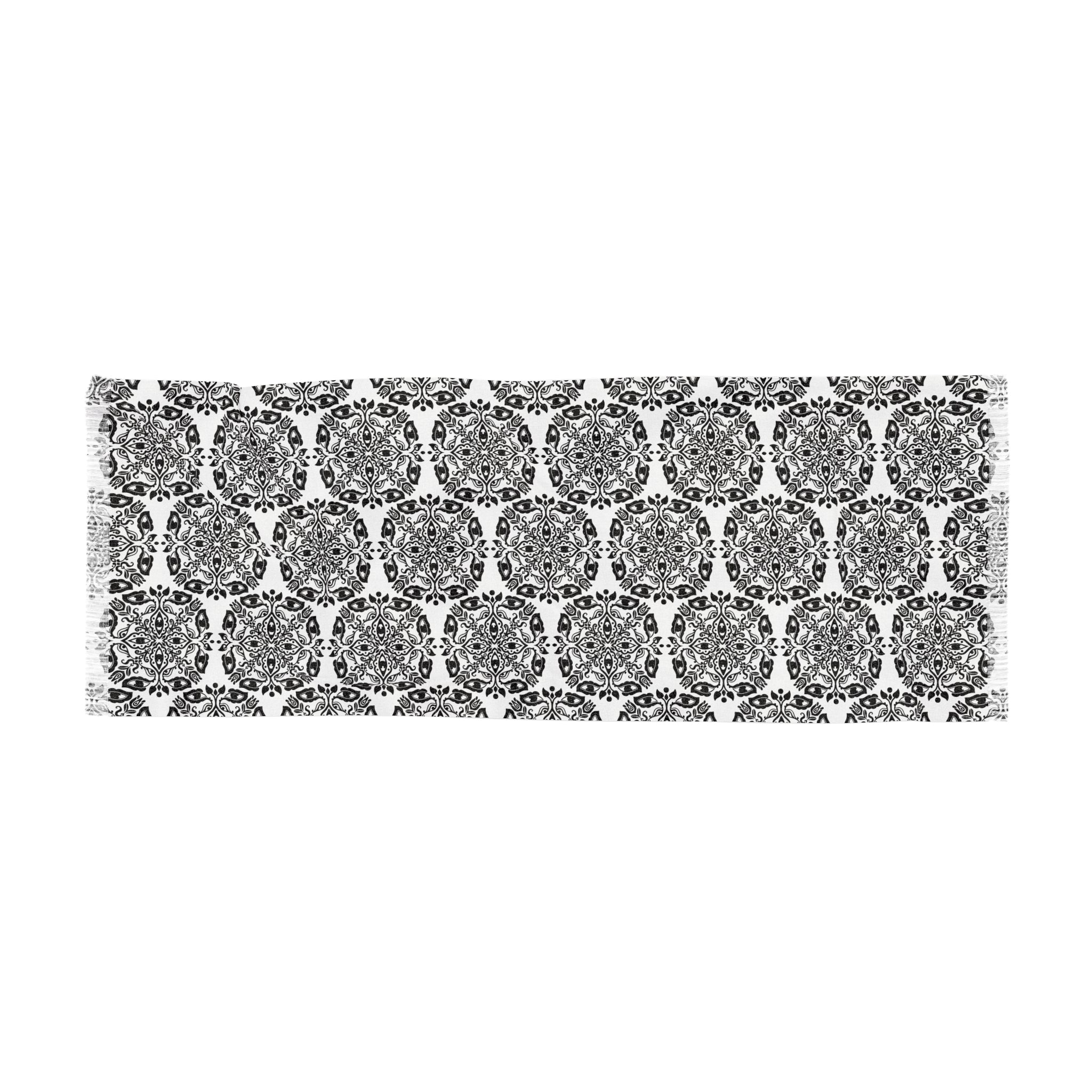 Light Scarf – Black & White Mandala Patterned Lightweight Scarf #h095325