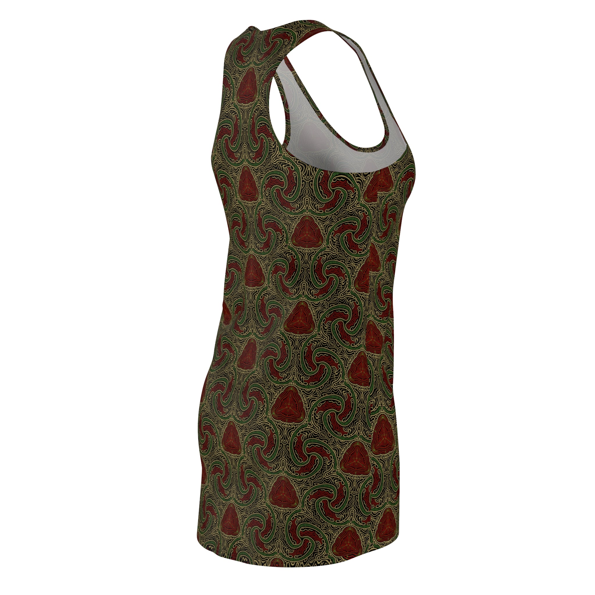 Boho Paisley Racerback Dress — Olive & Rust All-Over Print #451122233