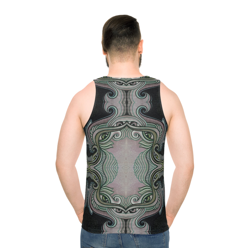 All-Over Print Tank Top — Pastel Tribal Mandala Symmetry #f34789