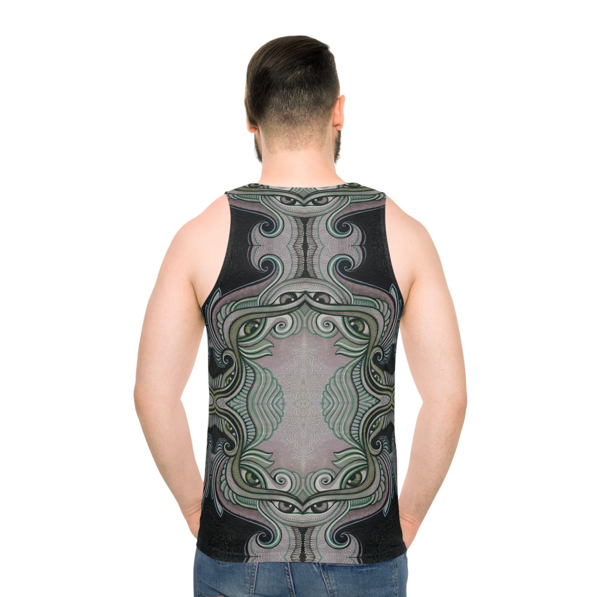 All-Over Print Tank Top — Pastel Tribal Mandala Symmetry #f34789
