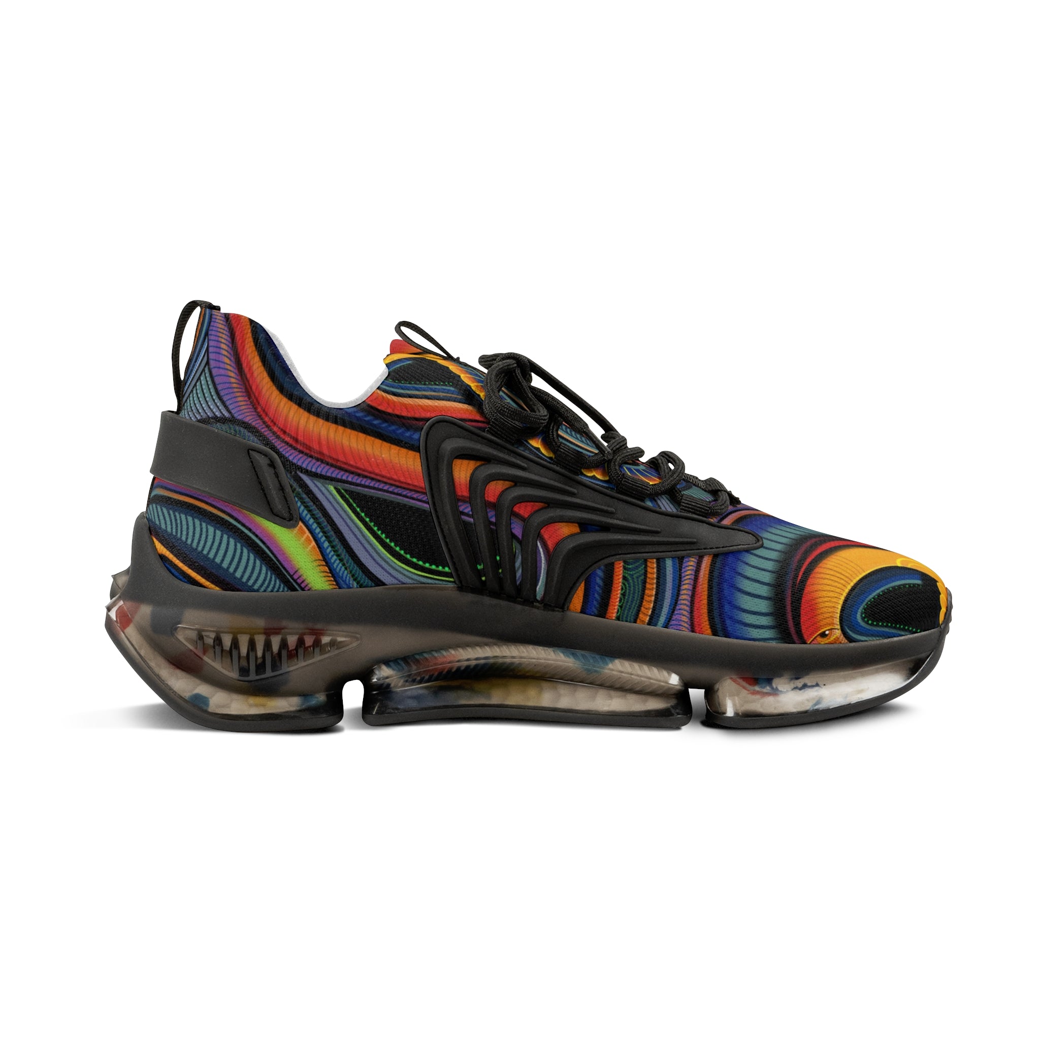 Men's Mesh Sneakers — Retro Psychedelic Swirl Athletic Shoes #lh963278