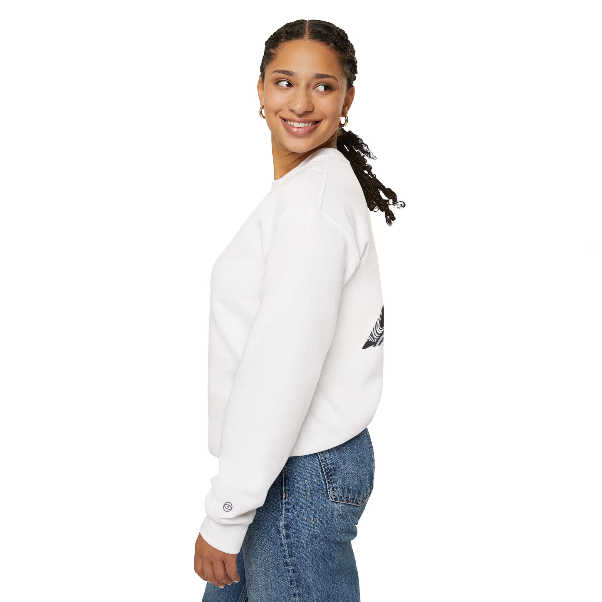 Crewneck Sweatshirt — Black & White Surreal Eye Keyhole Design #h5522168
