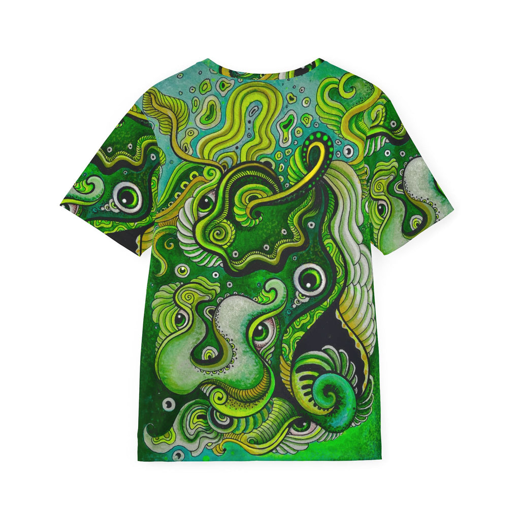 Psychedelic Keyhole Sports Jersey — Green Abstract All-Over Print #sp678