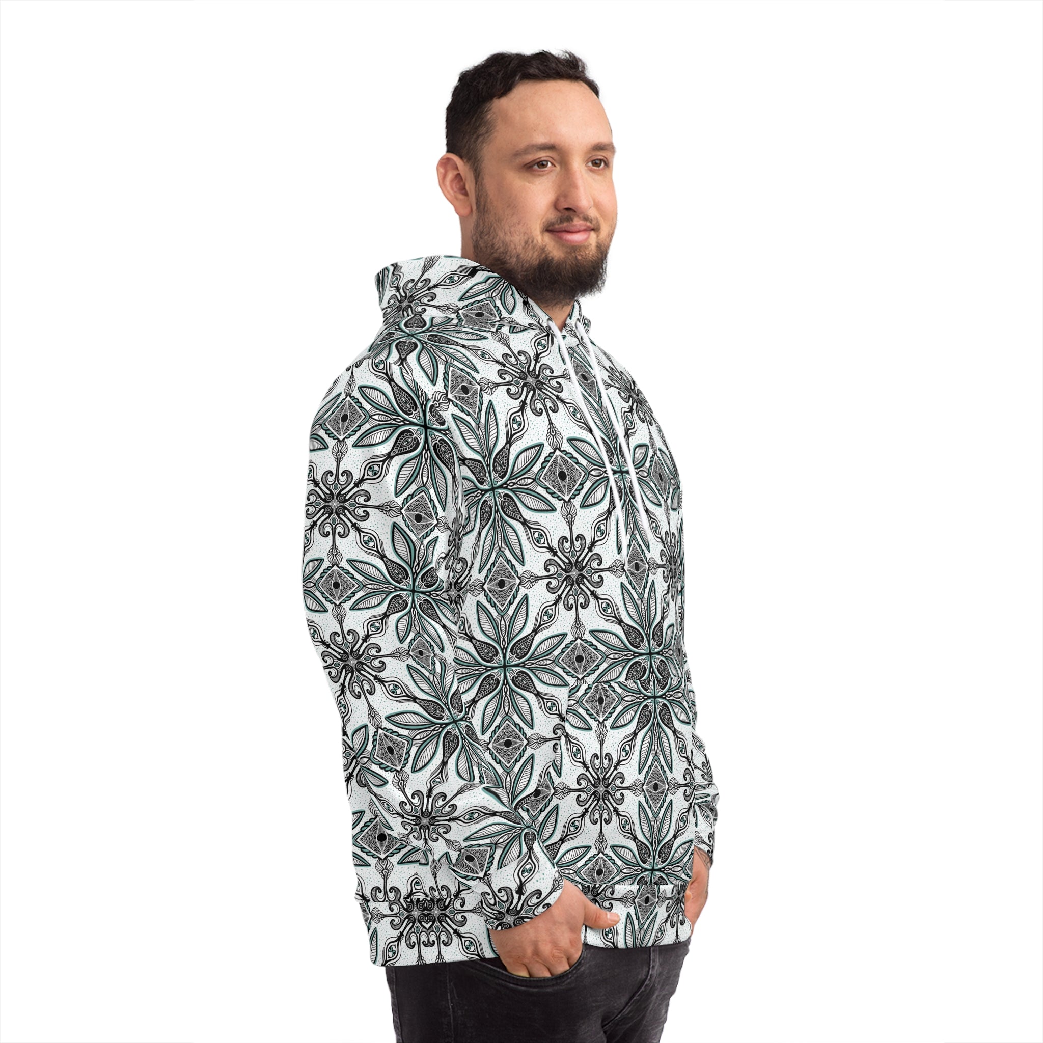 Floral Geometric All-Over-Print Hoodie #y987646