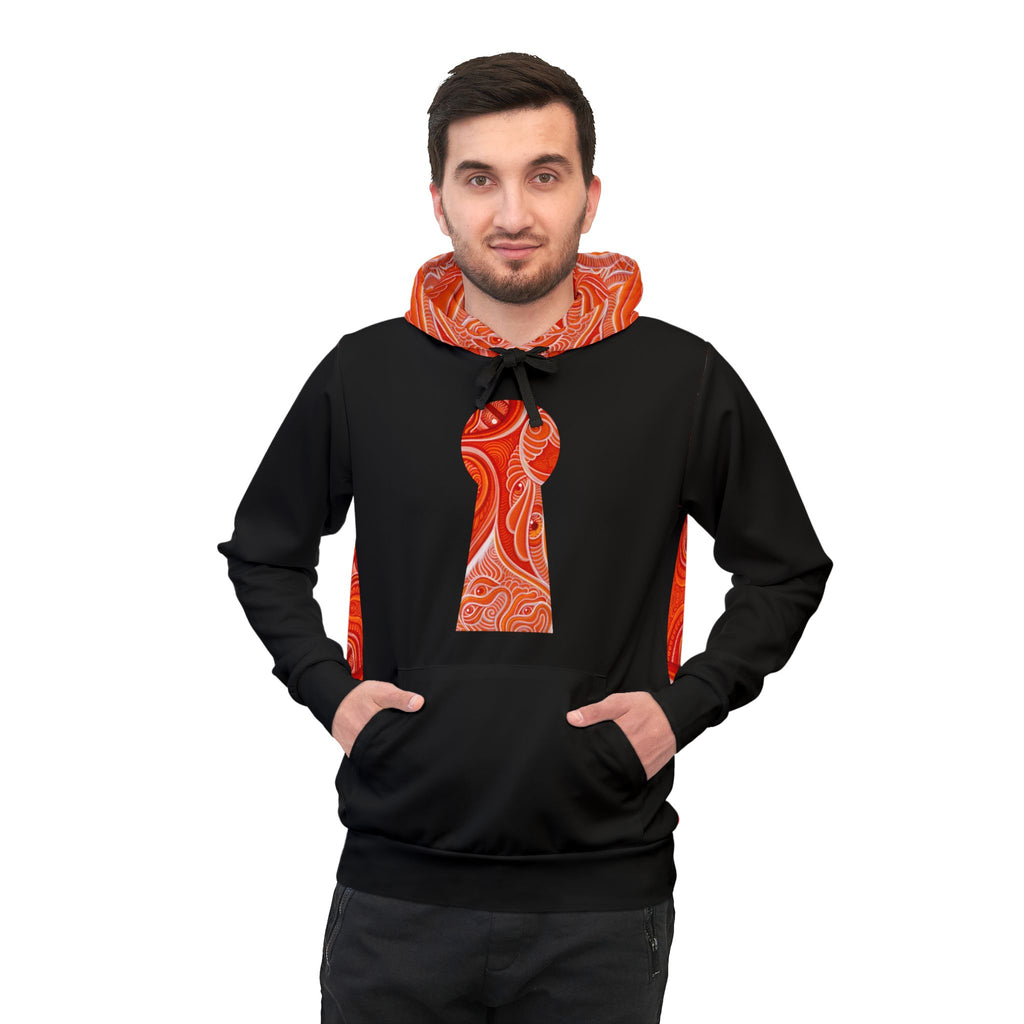 Athletic Hoodie — Red Orange Psychedelic Keyhole Design #jh68943