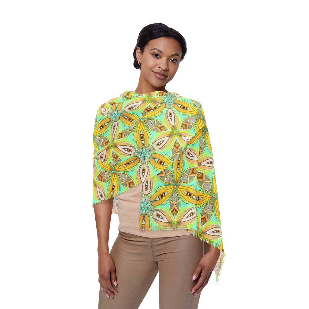 Light Scarf — Yellow Floral Geometric Lightweight Scarf #sa3452