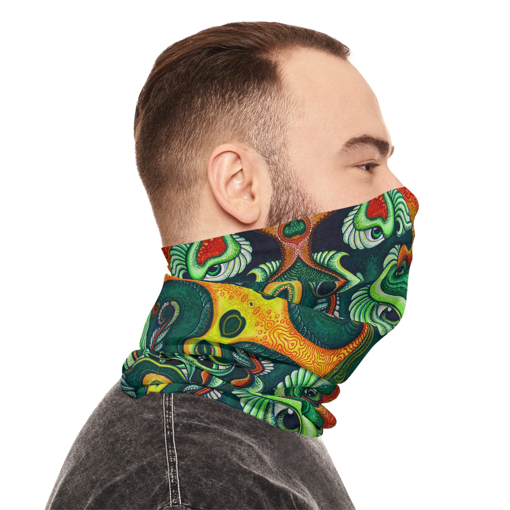 Psychedelic Green Masked Pattern Lightweight Neck Gaiter #ph97424