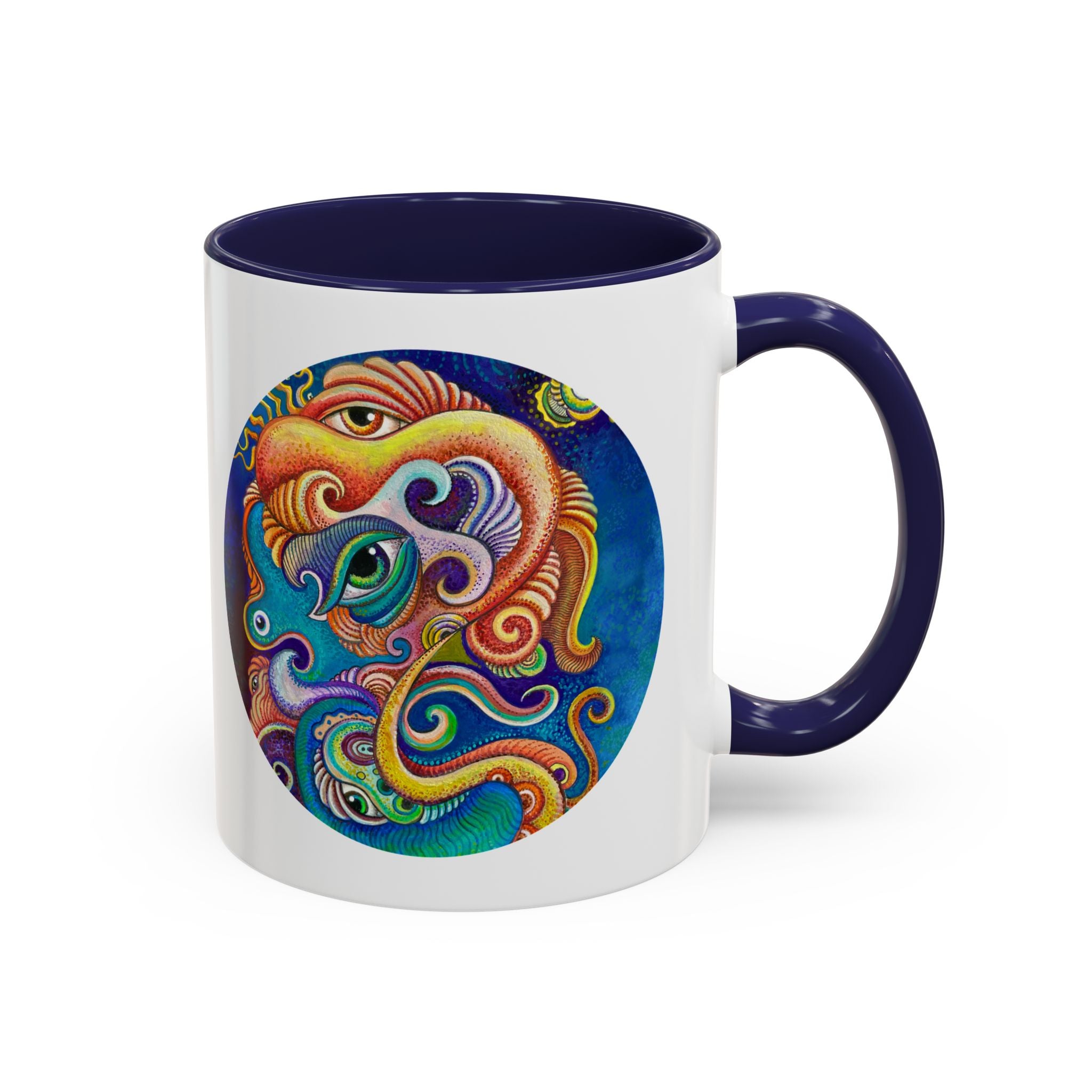 Colorful Abstract Fish Circle Mug | Accent Coffee Mug