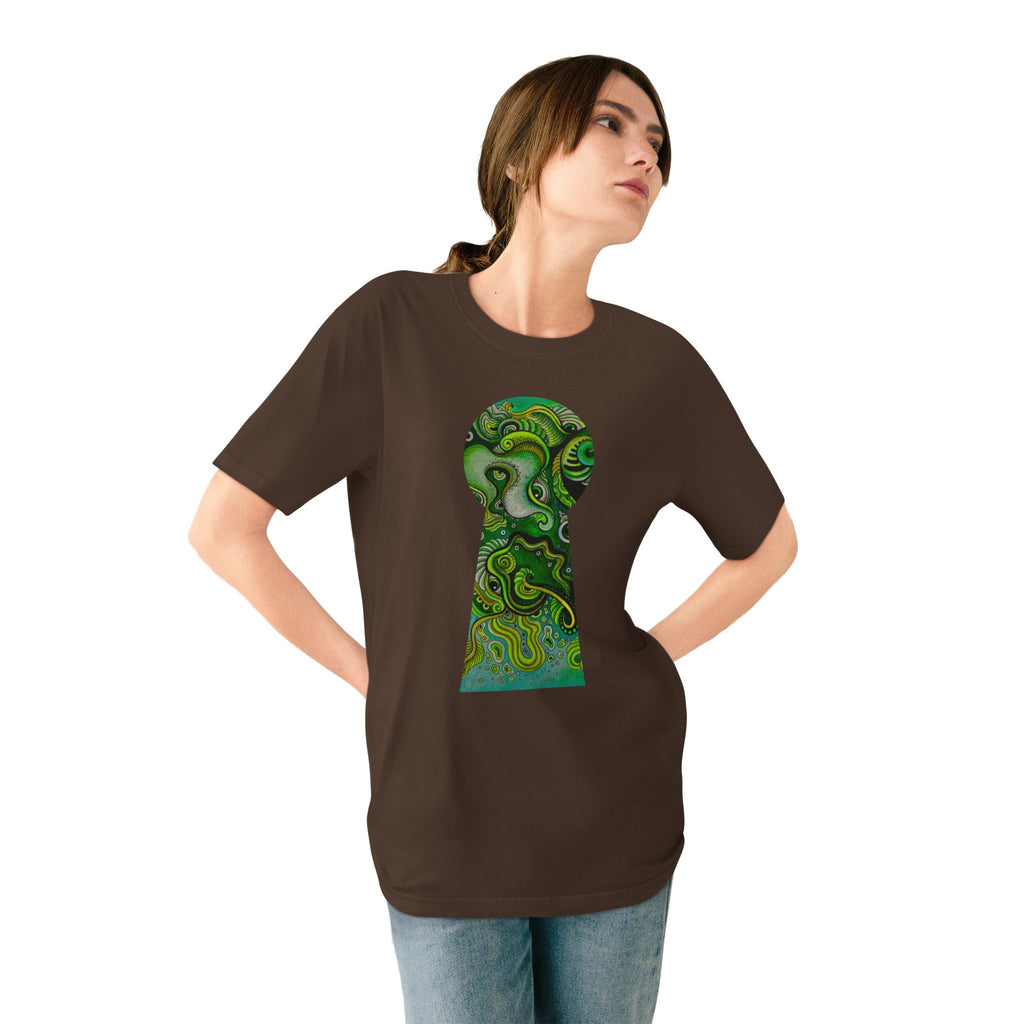 Keyhole Psychedelic T-Shirt — Green Abstract Art Tee #tsg219