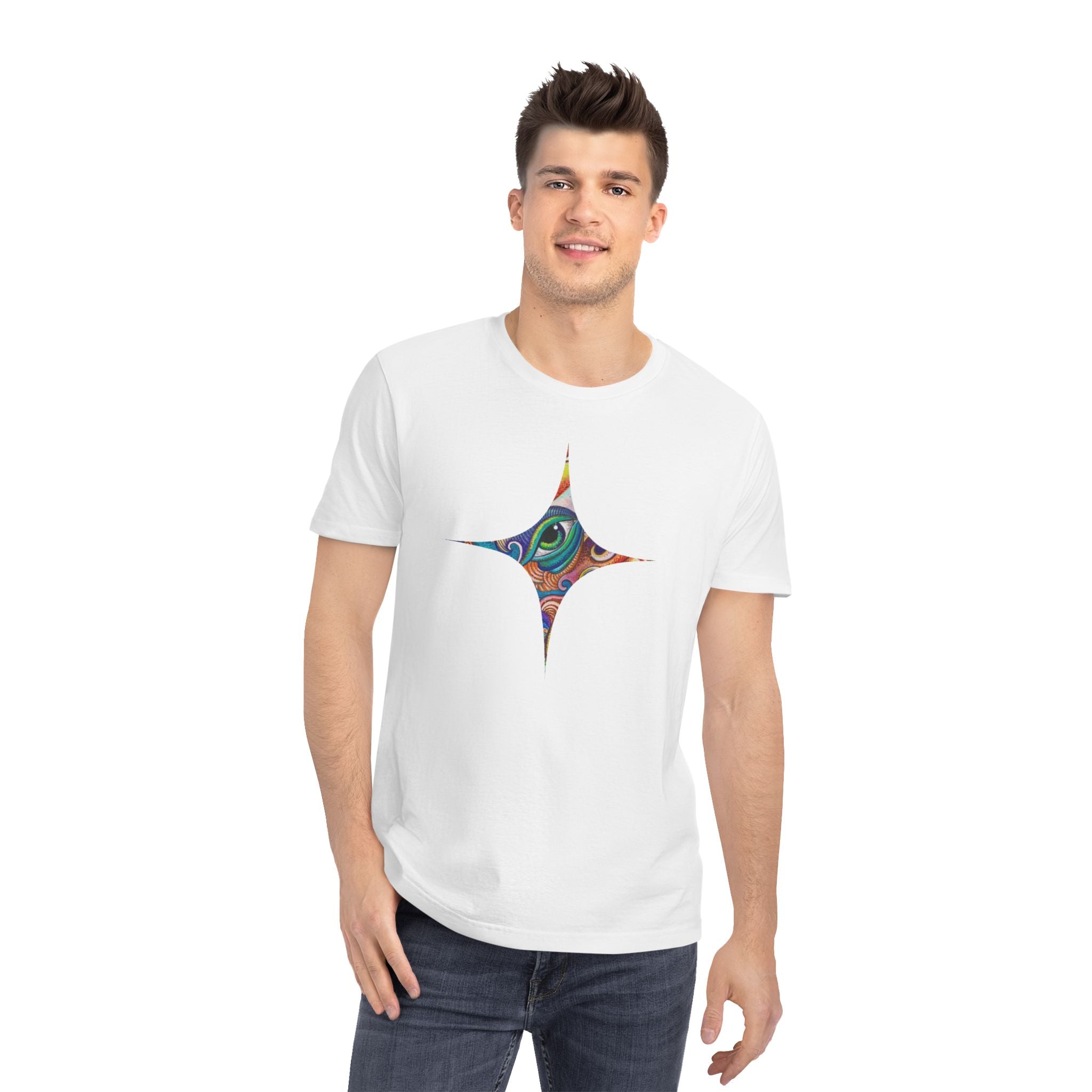 Psychedelic Gem T-Shirt — Colorful Abstract Star & Triangle Design #gf87598