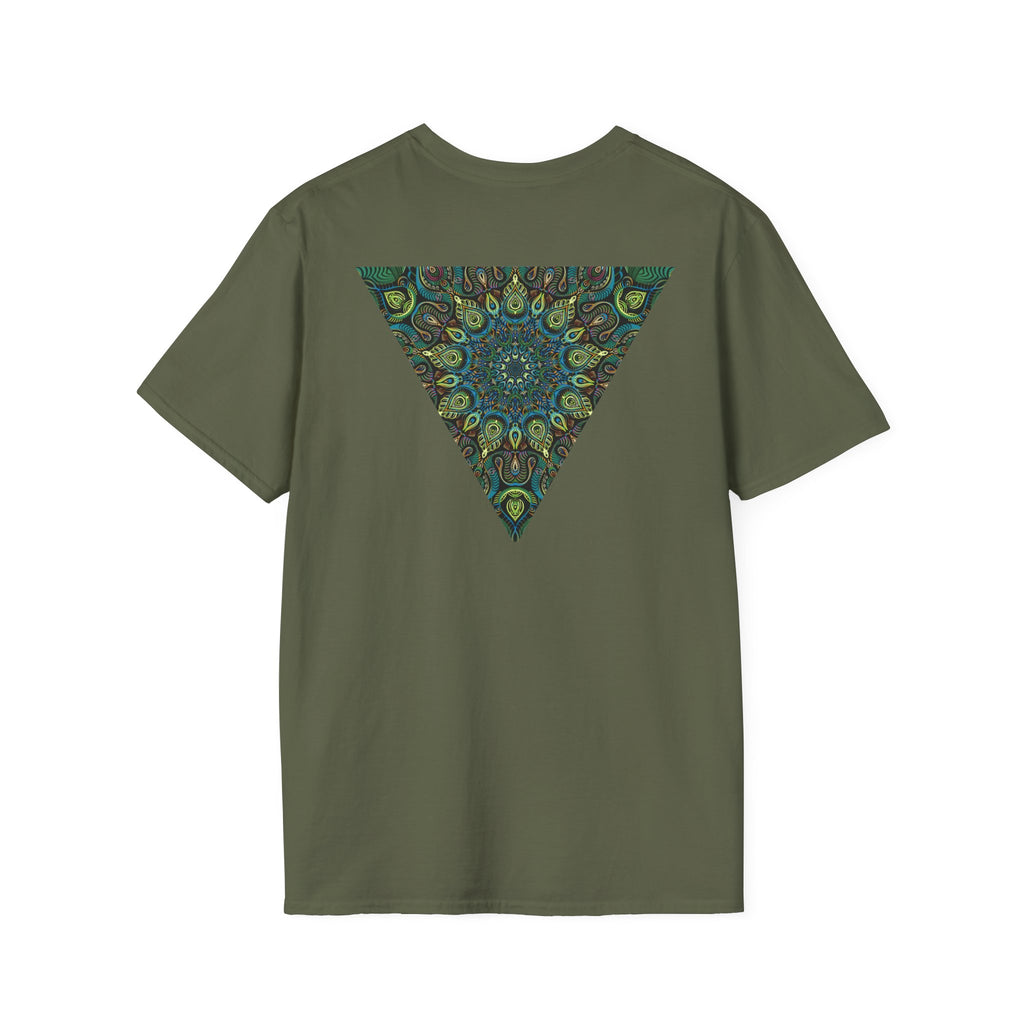 Green Mandala Triangle T-Shirt – Psychedelic Geometric Art Tee # kh9732