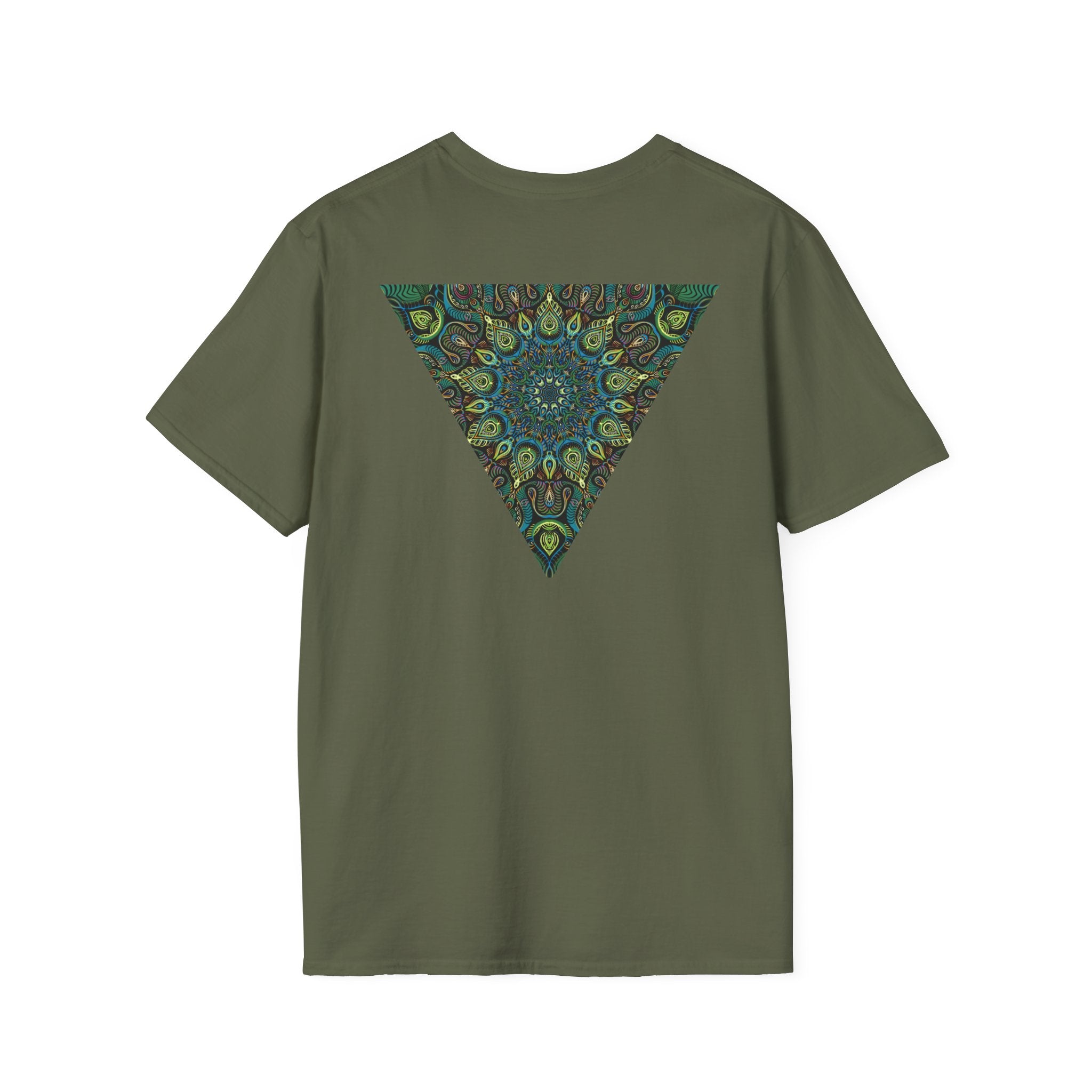 Green Mandala Triangle T-Shirt – Psychedelic Geometric Art Tee # kh9732