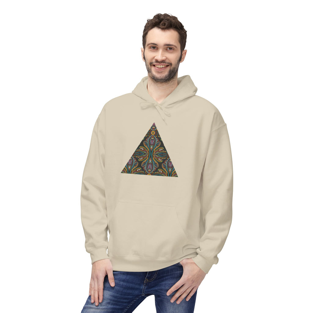 Geometric Mosaic Triangle Hoodie — Decorative Pattern Pullover #i865678