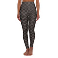 High-Waisted Tribal Print Yoga Leggings — Black Grey All-Over Pattern #s23456543